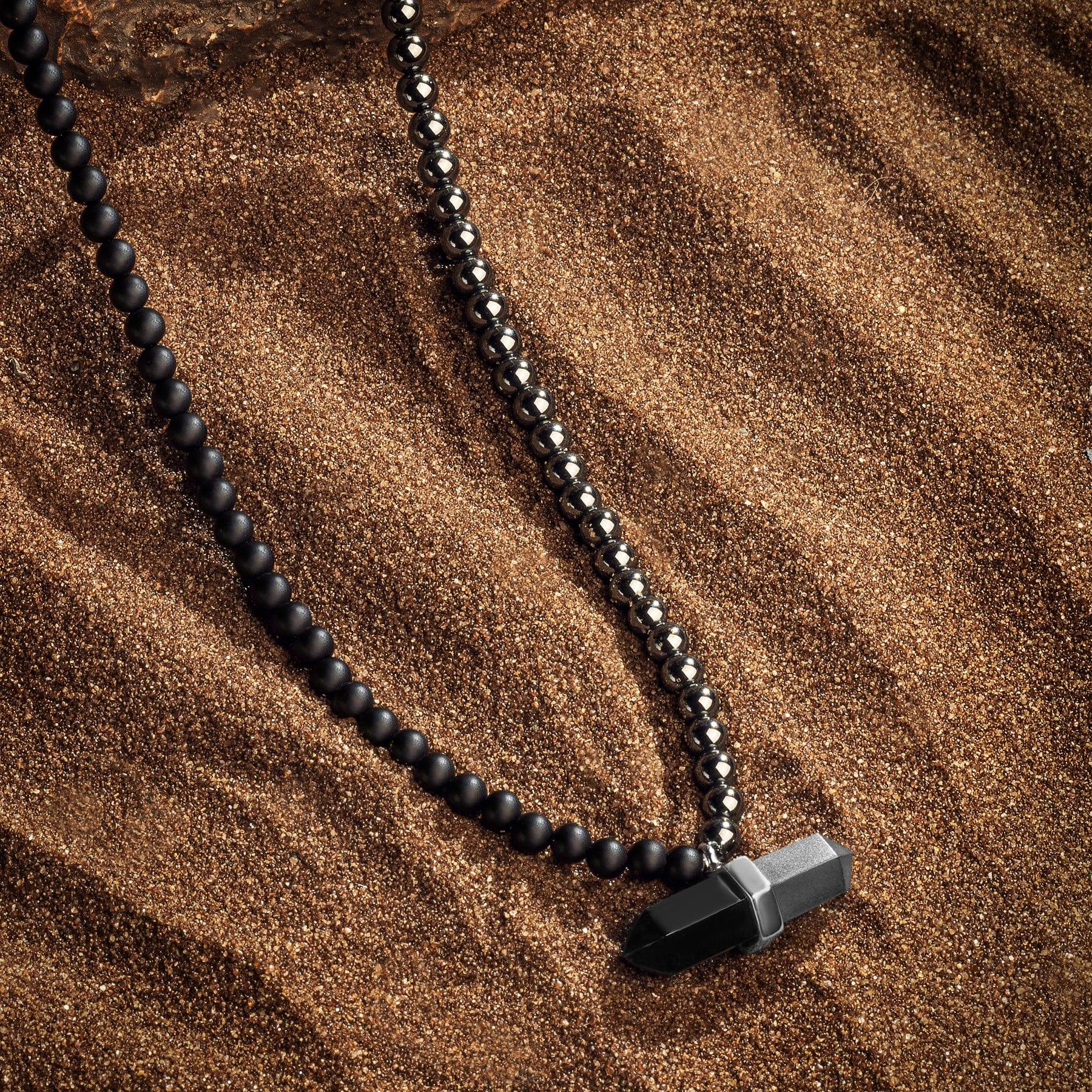 Stabilizing Energy - Hematite Onyx Evil Eye Pointer Necklace - Image 3