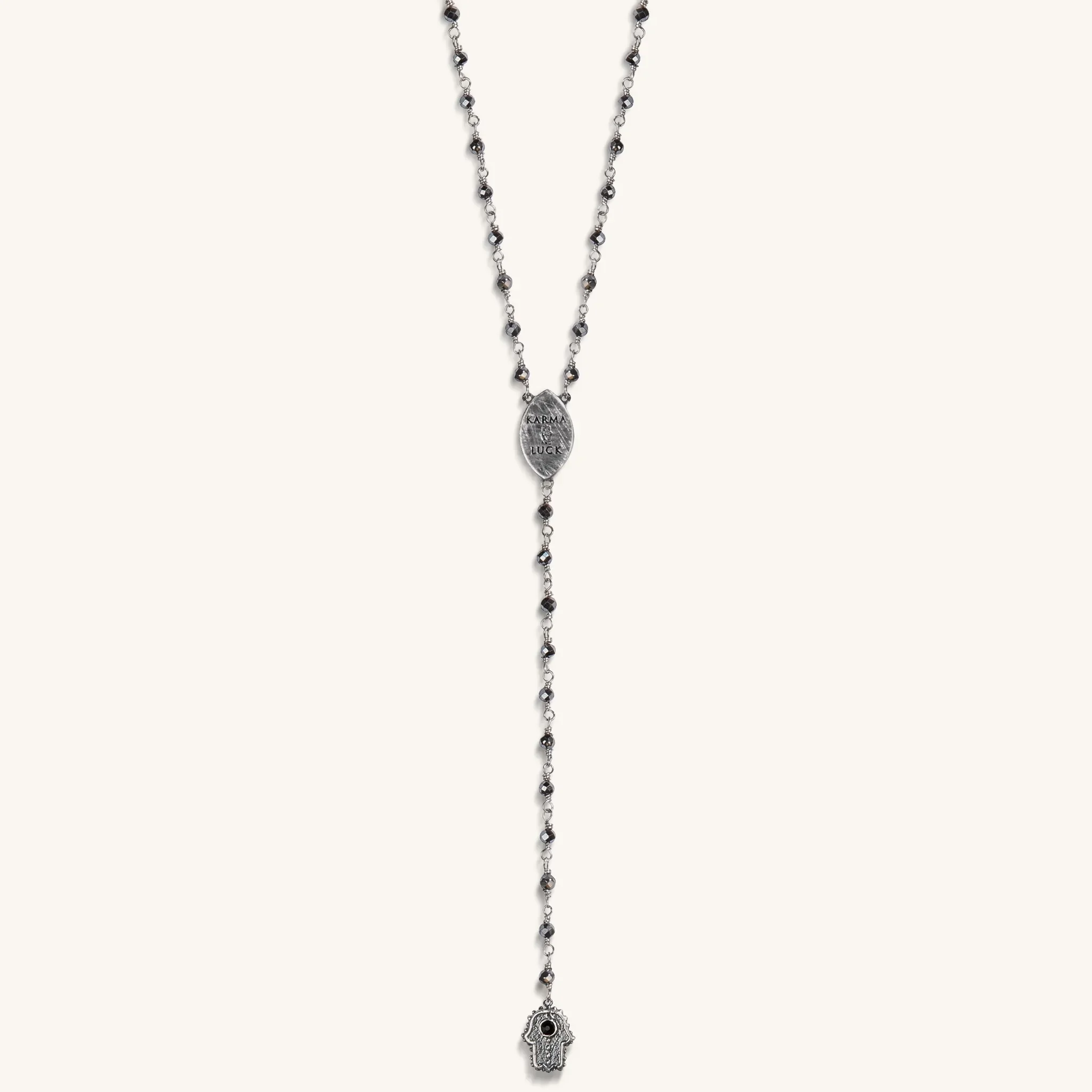 Stand in Strength Rosary Hematite Stone Necklace - Image 5