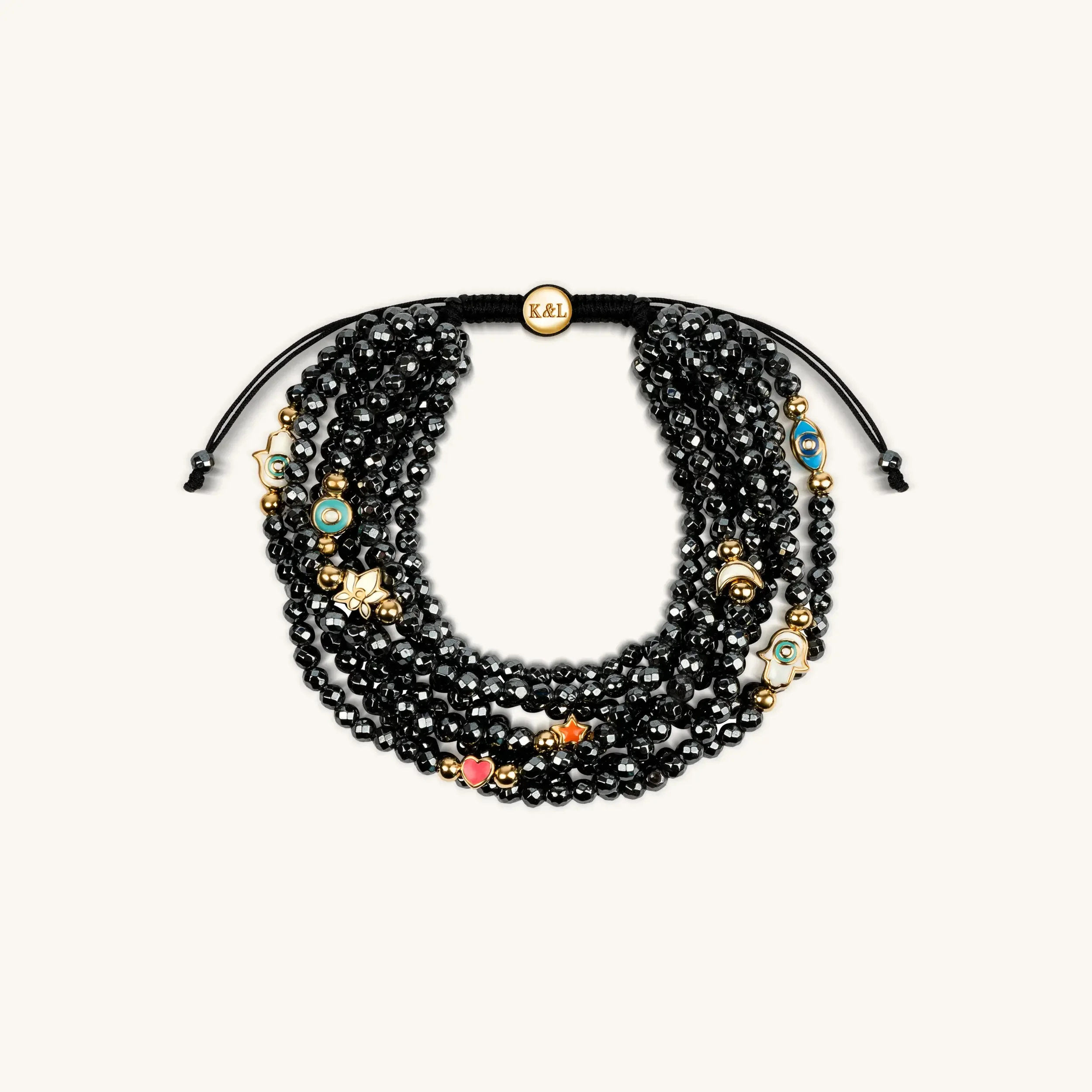 Stay Grounded - Hematite Enamel Multi Charm Bracelet