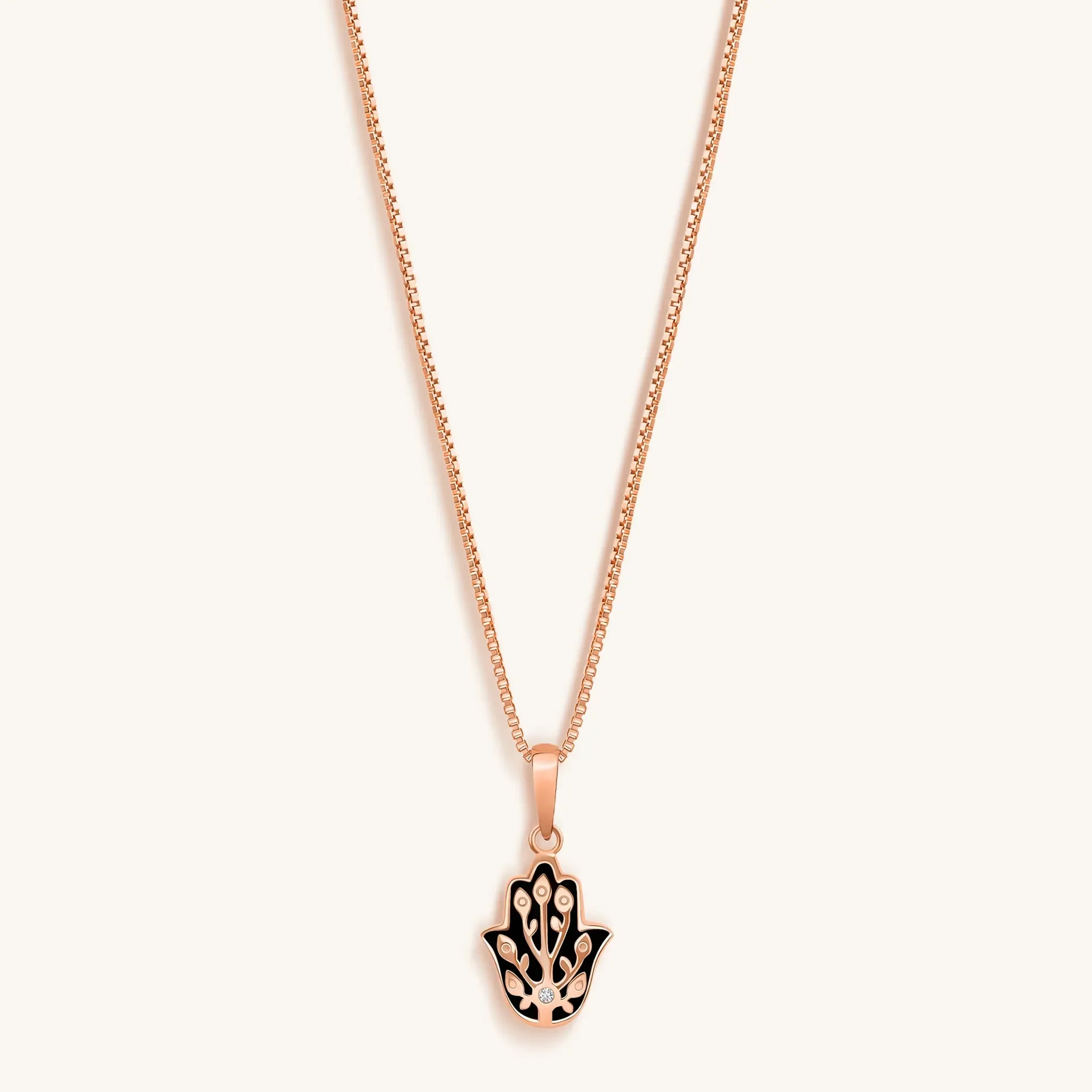 Stay Positive - Rose Gold Hamsa Pendant Necklace - Image 3