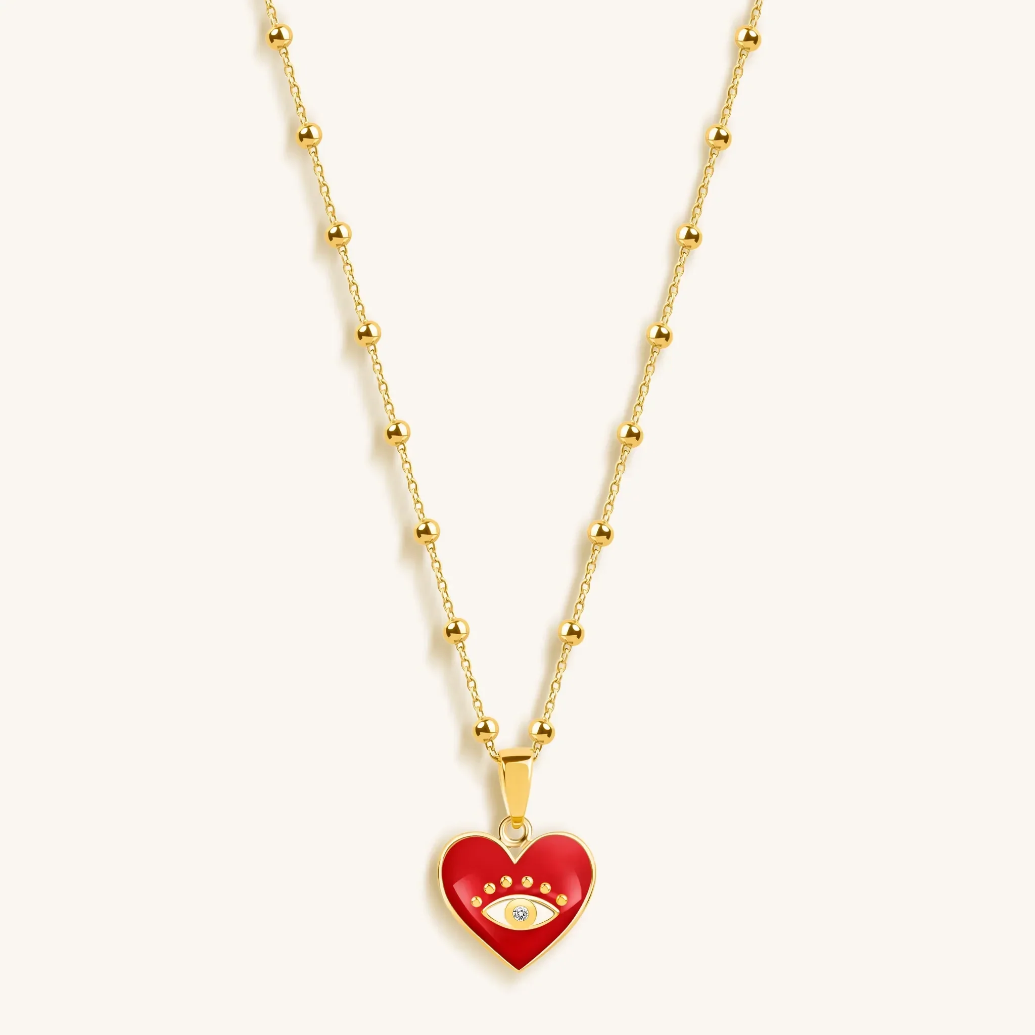 Steadfast Loyalty - Evil Eye Diamond Heart Charm Necklace - Image 3