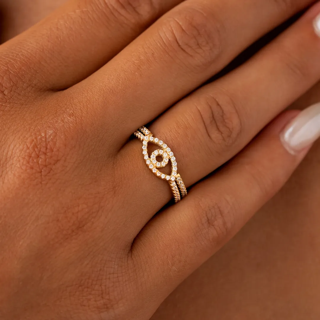 Still Vision Evil Eye Gold Stack Ring - Image 2