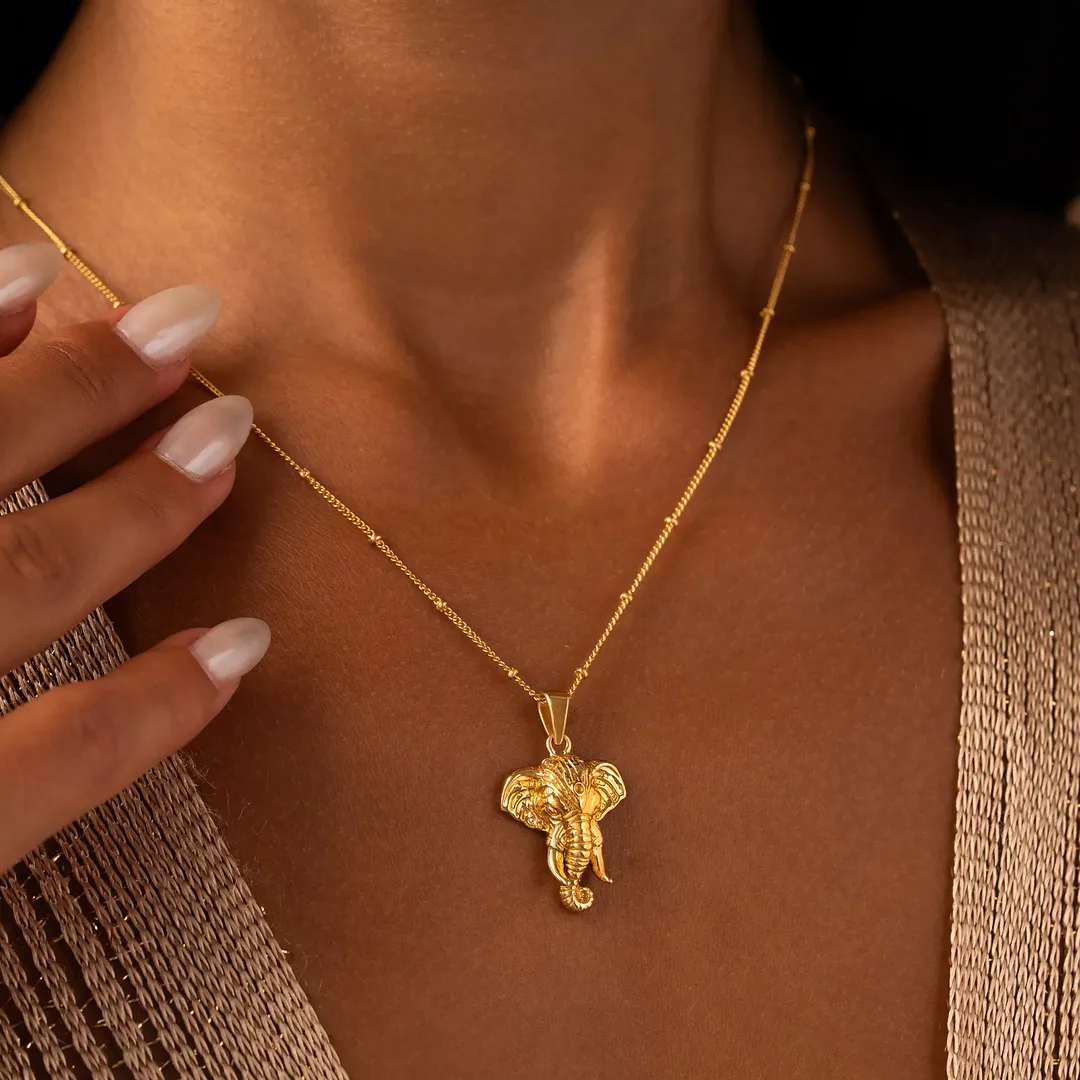 Strength & Wisdom Gold Elephant Pendant Necklace - Image 2