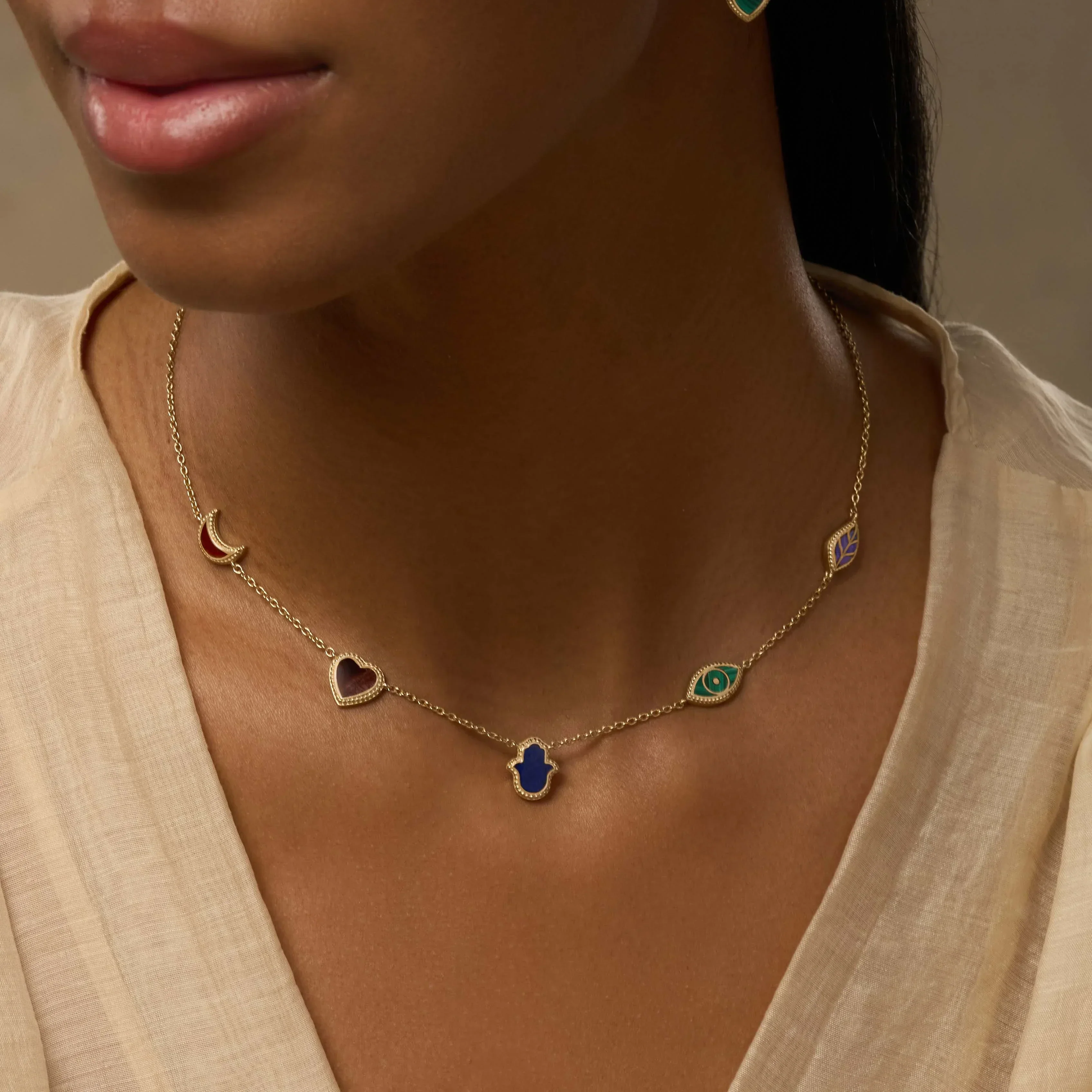 Sublime Beauty Multi-Symbol & Multi-Gemstone Necklace - Image 2
