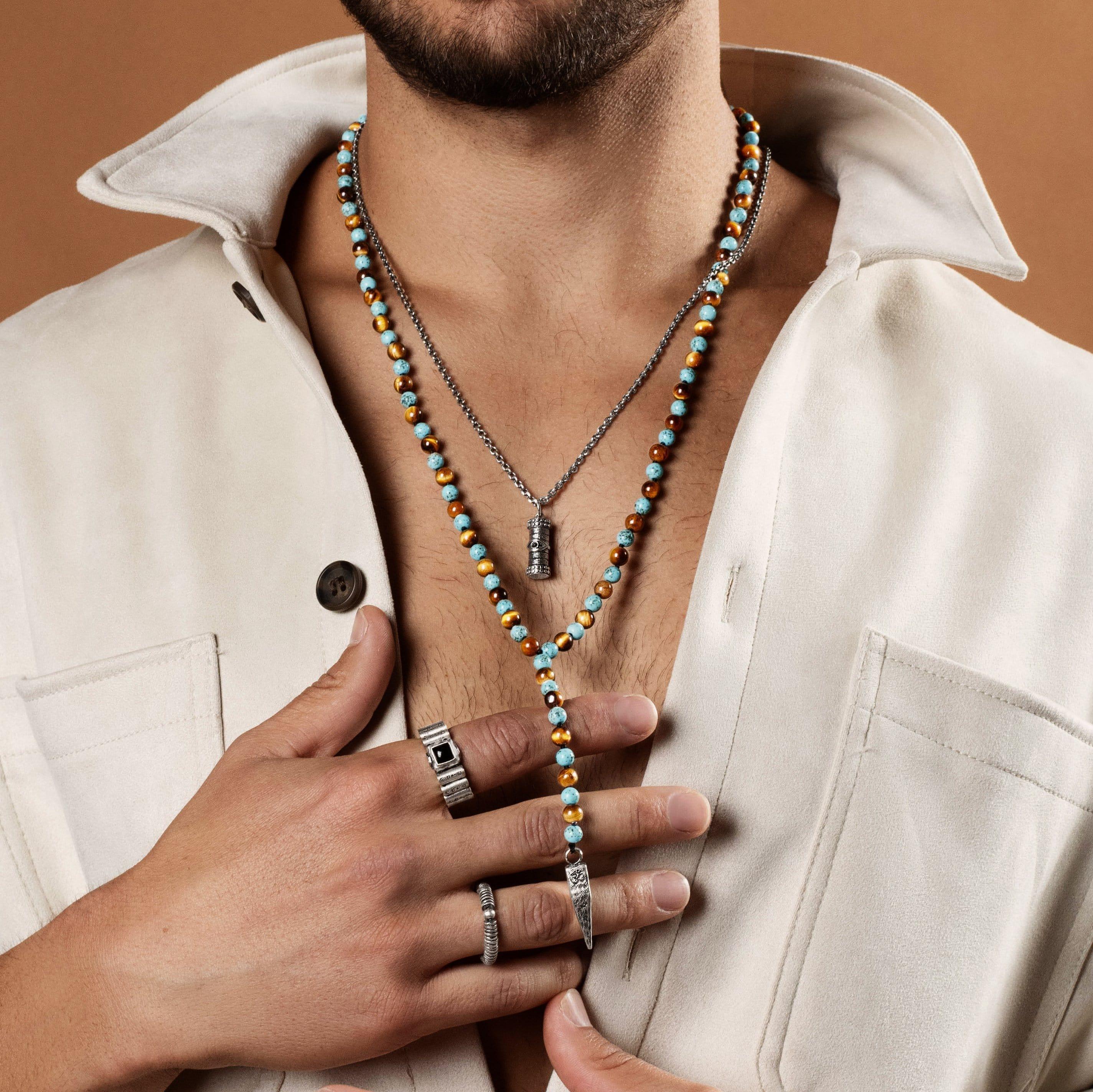 Sublime Tranquility - 4 Symbol Tiger's Eye Turquoise Necklace - Image 3