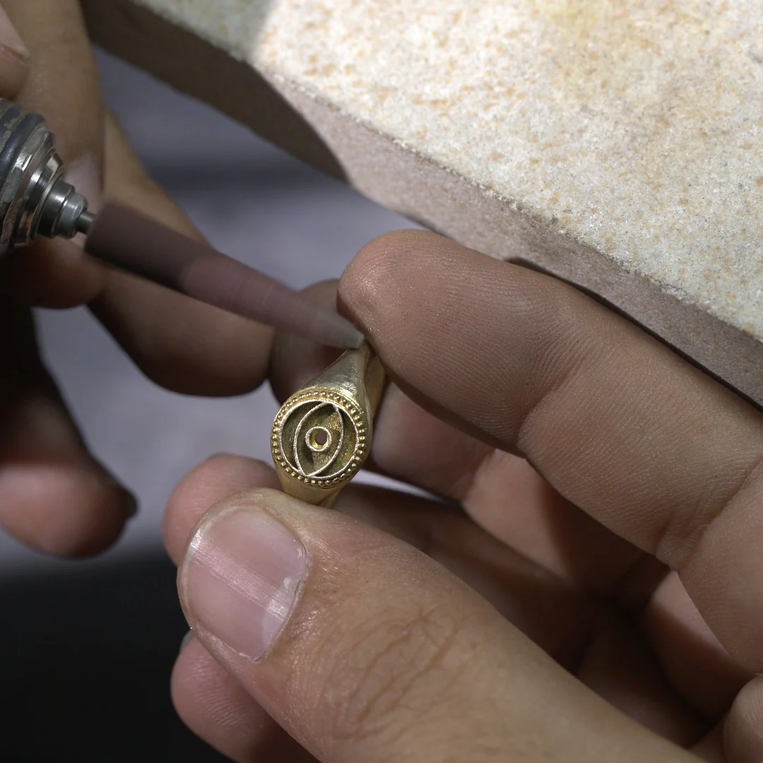 Dazzling Beauty Lab Blue Opal Evil Eye Ring - Image 5