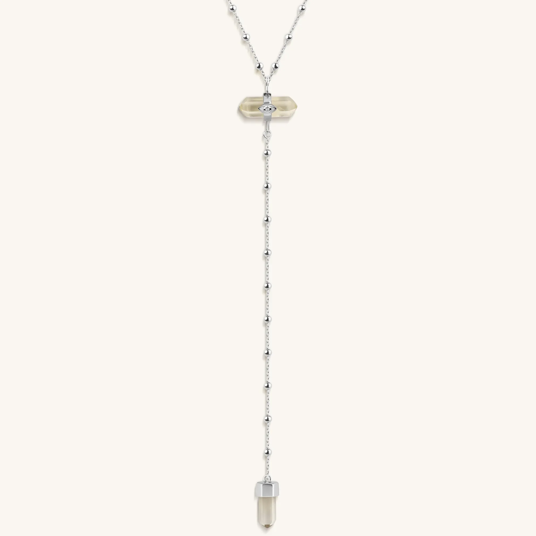 Sunny Soul - Citrine Silver Evil Eye Necklace