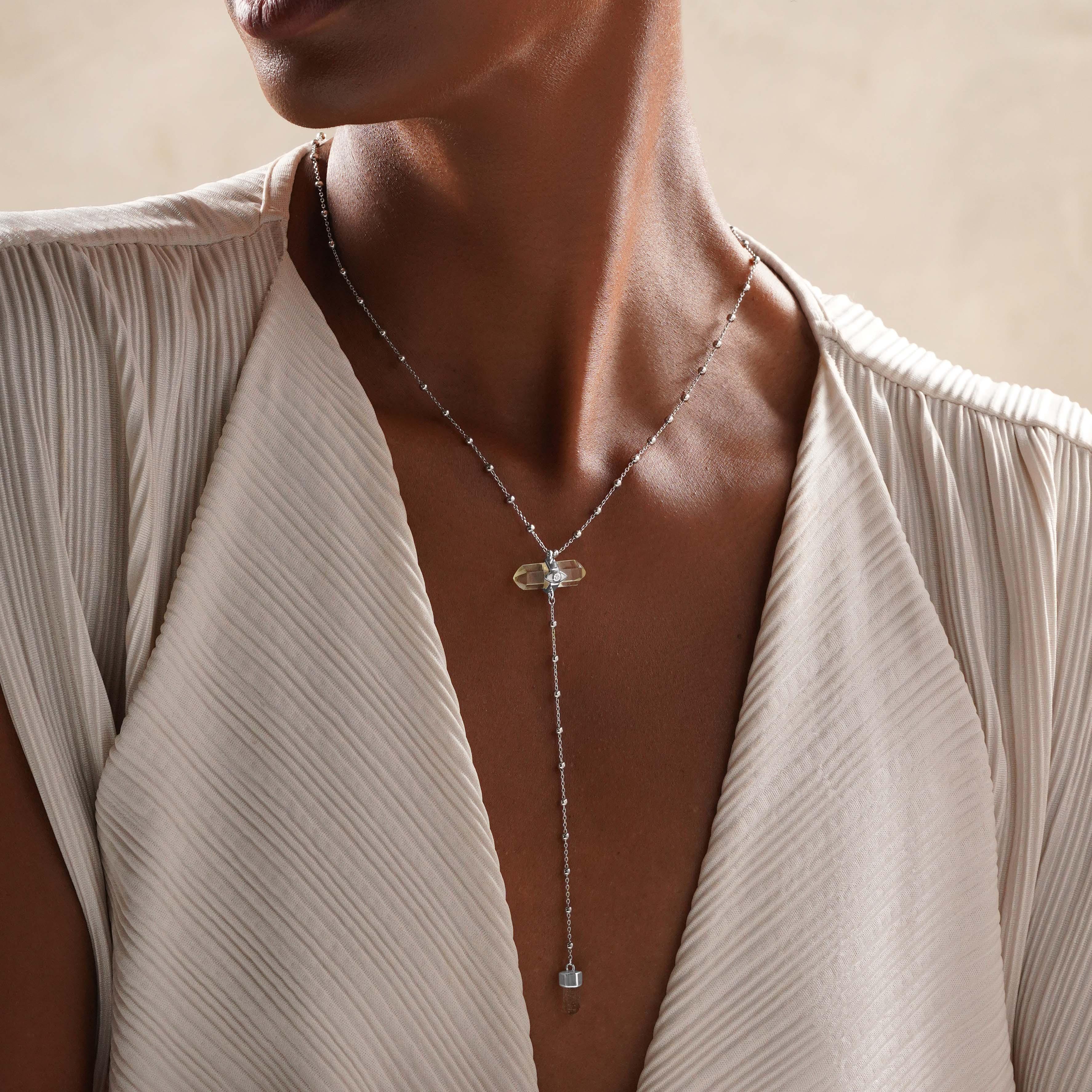 Sunny Soul - Citrine Silver Evil Eye Necklace - Image 2