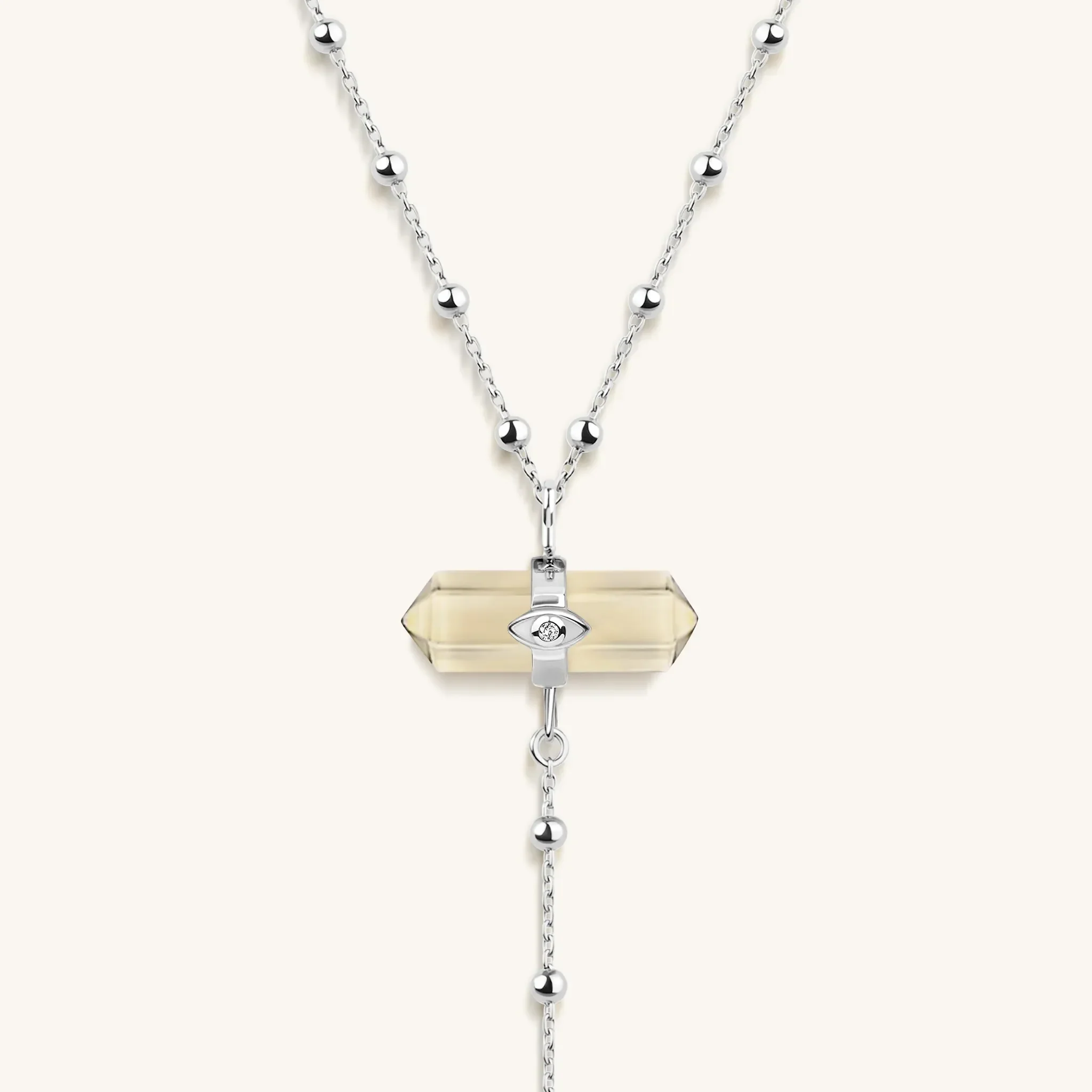 Sunny Soul - Citrine Silver Evil Eye Necklace - Image 5