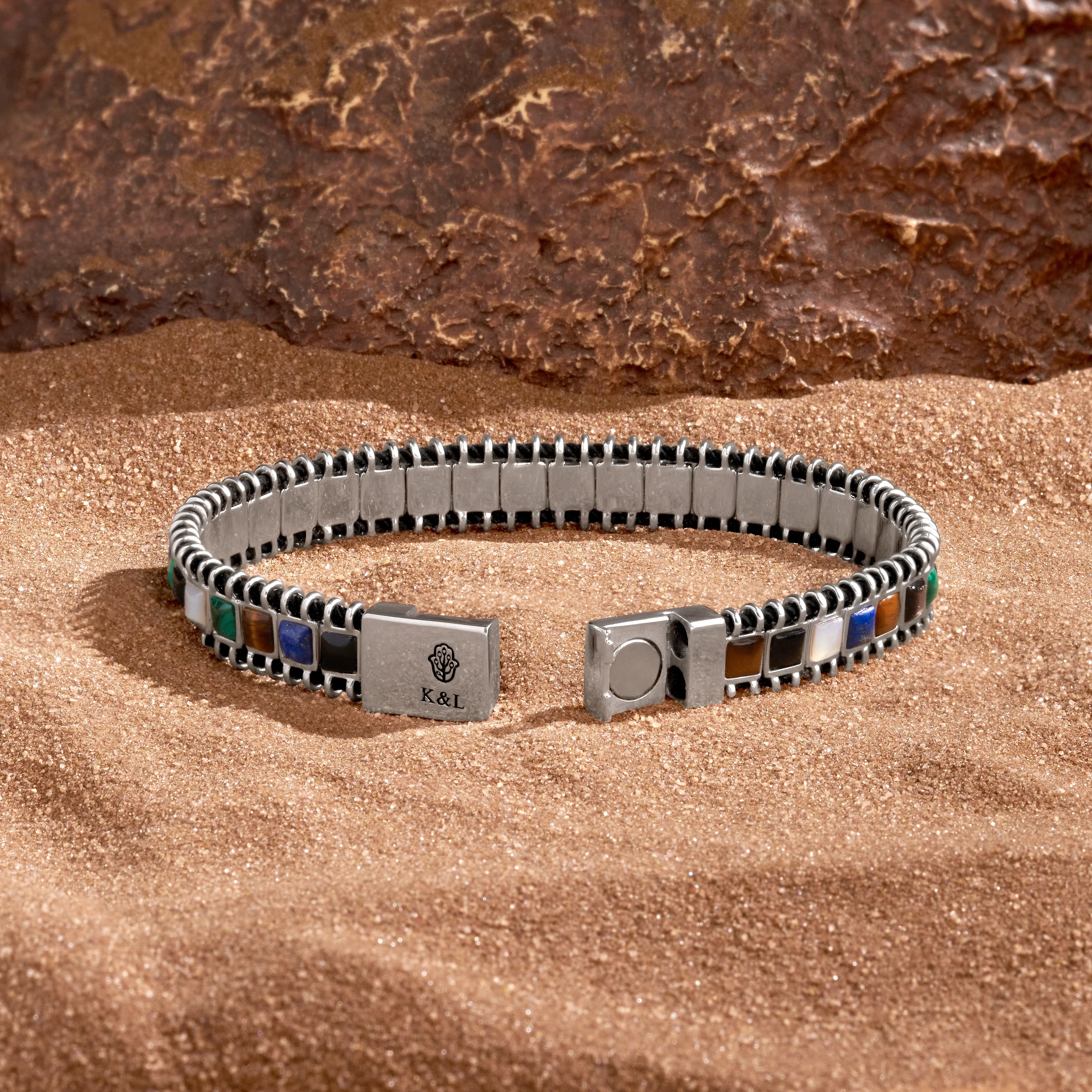Supported Path Hamsa Multi-Stone Bracelet - Image 3