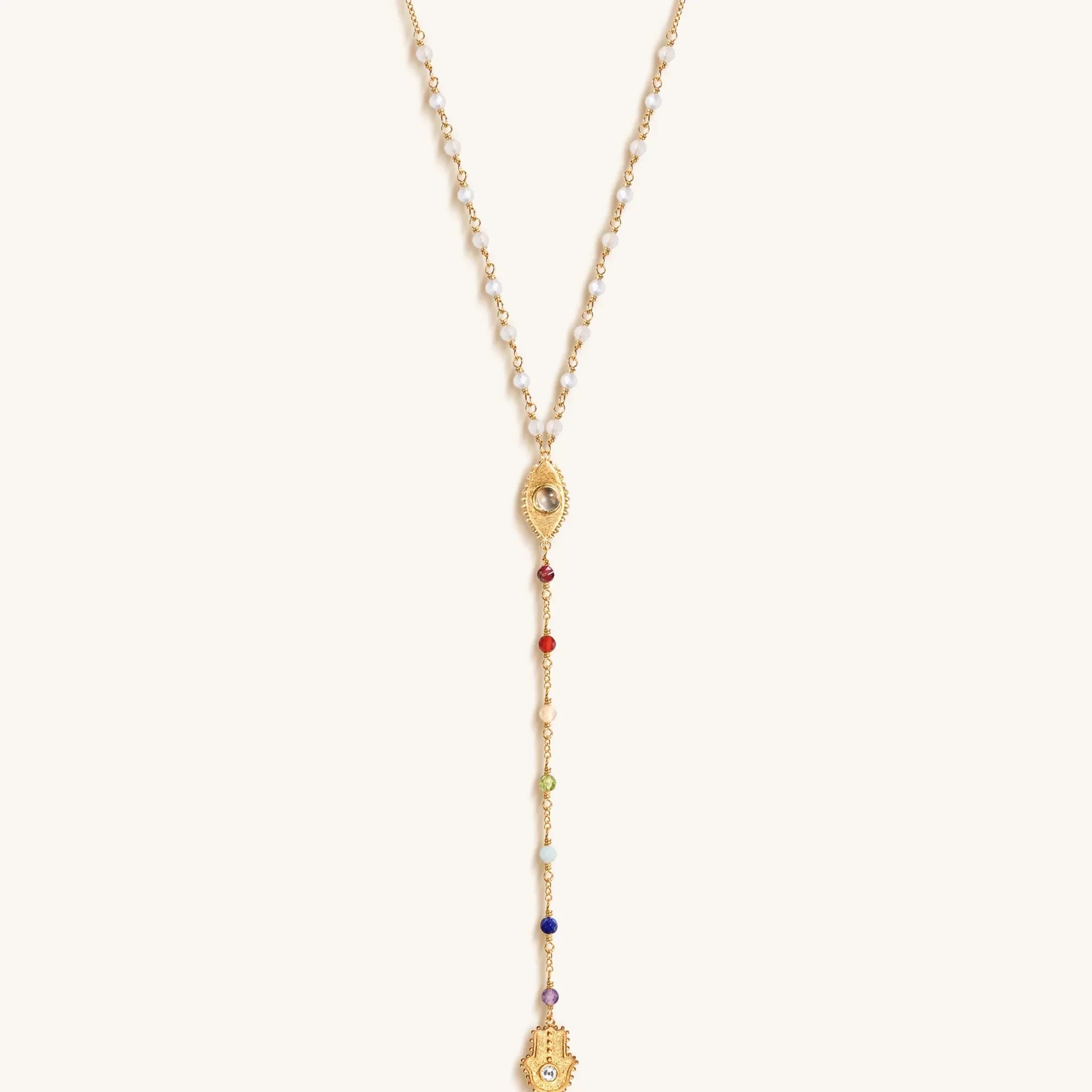 Supreme Awakening - Moonstone Chakra Rosary Necklace - Image 3