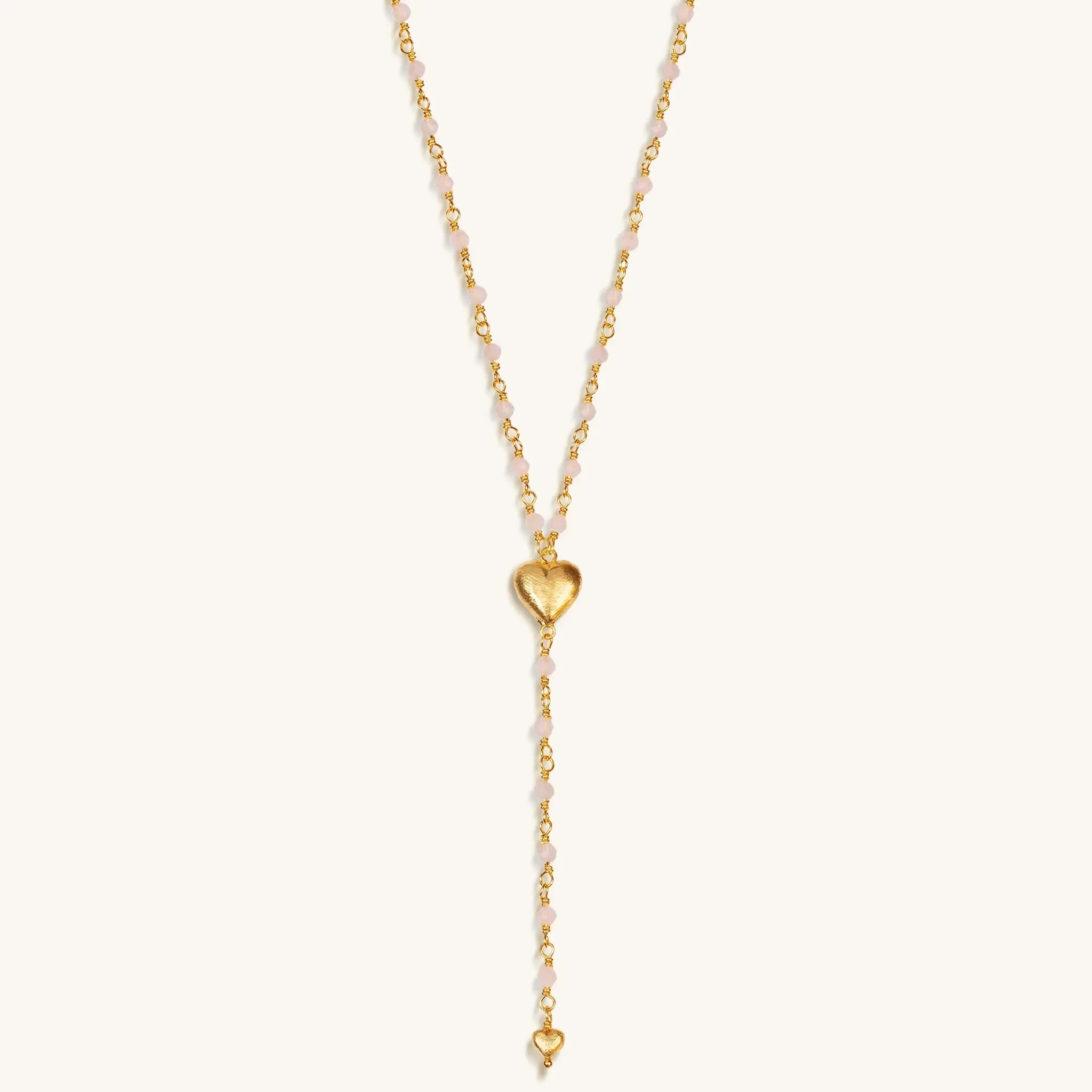 Supreme Love - Rose Quartz Heart Gold Plated Necklace - Image 3