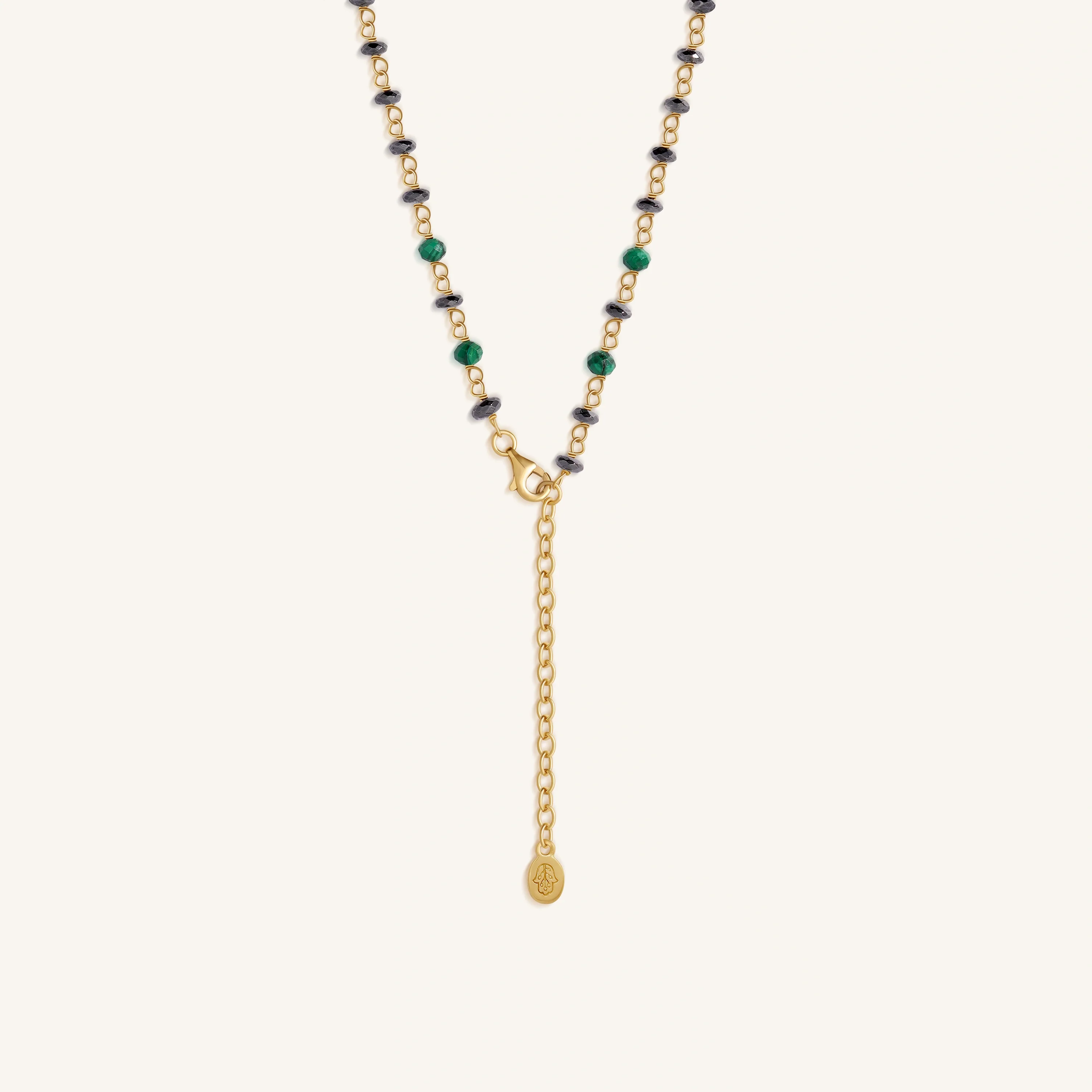 Tranquil Bloom Lotus Hematite & Malachite Necklace - Image 6