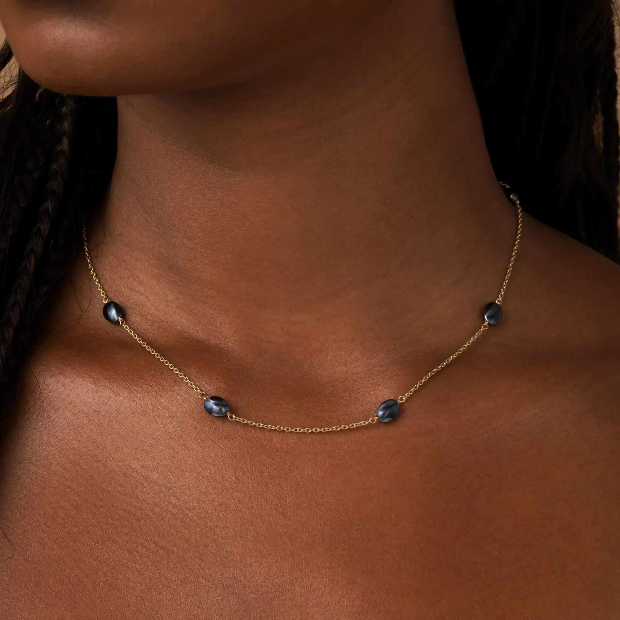 Tranquil Gleam Hematite Station Necklace - Image 2