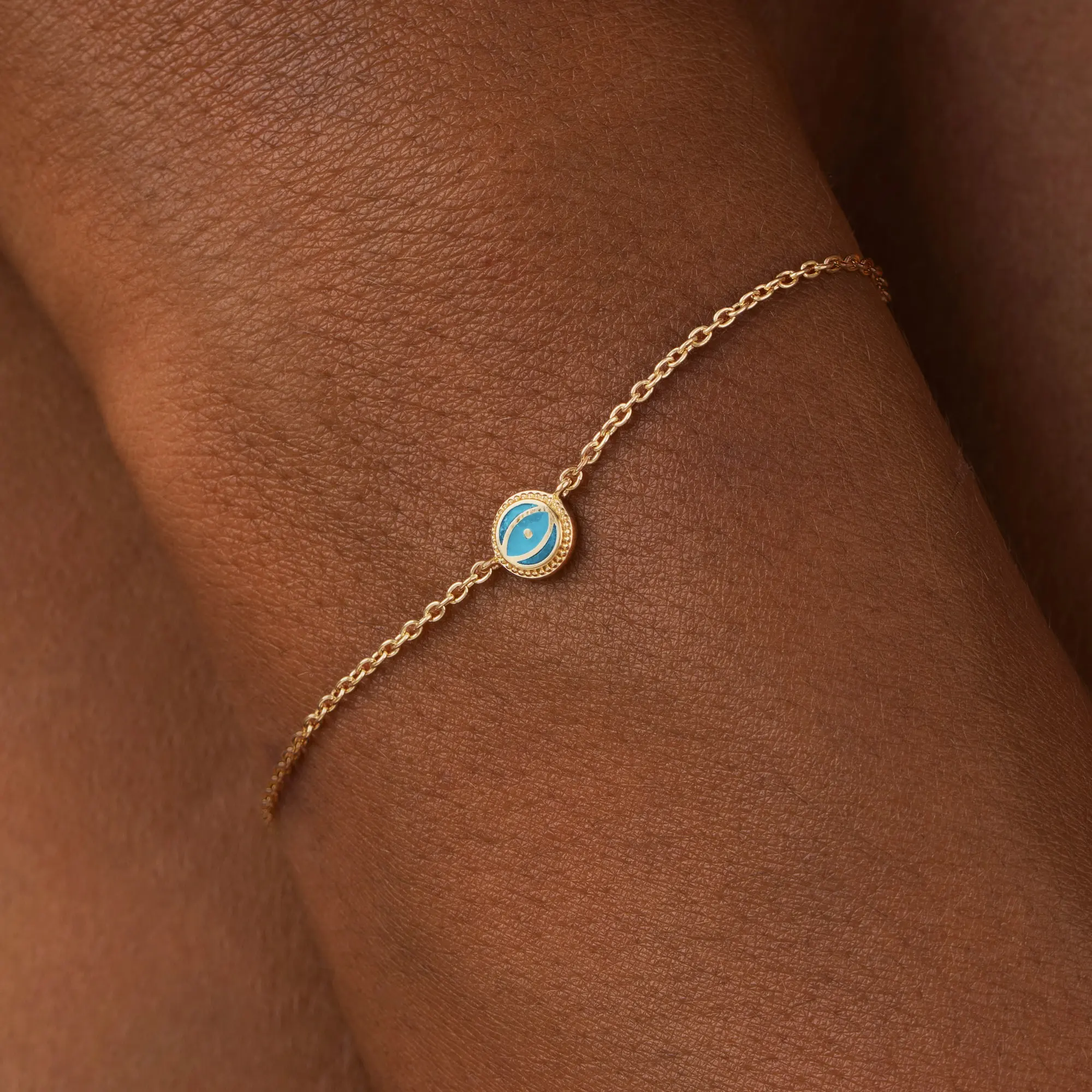 Tranquil Guardian - Turquoise December Birthstone Evil Eye Gold Bracelet - Image 2