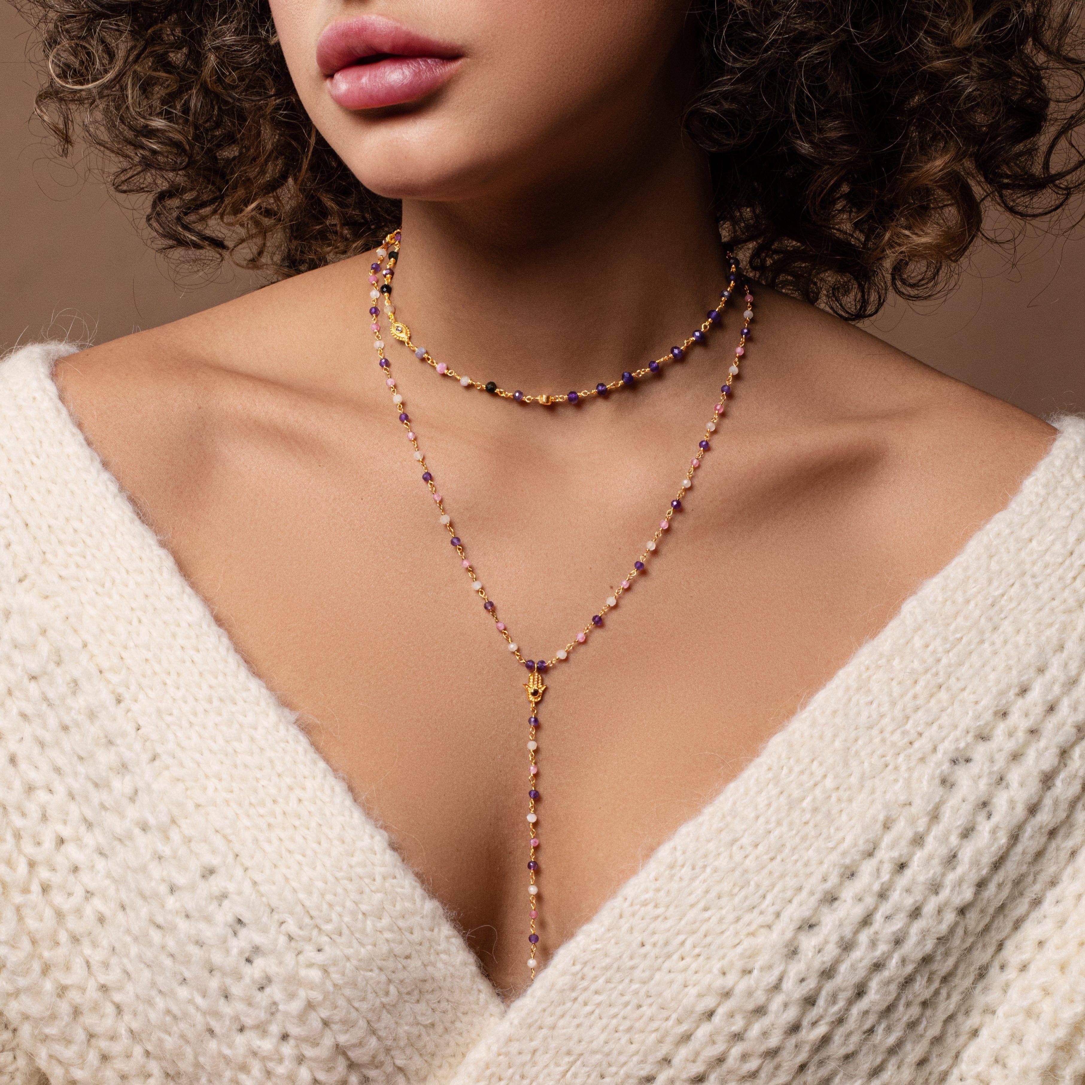 Tranquil Voice - Amethyst Rose Quartz Tourmaline Triple Protection Wrap - Image 6