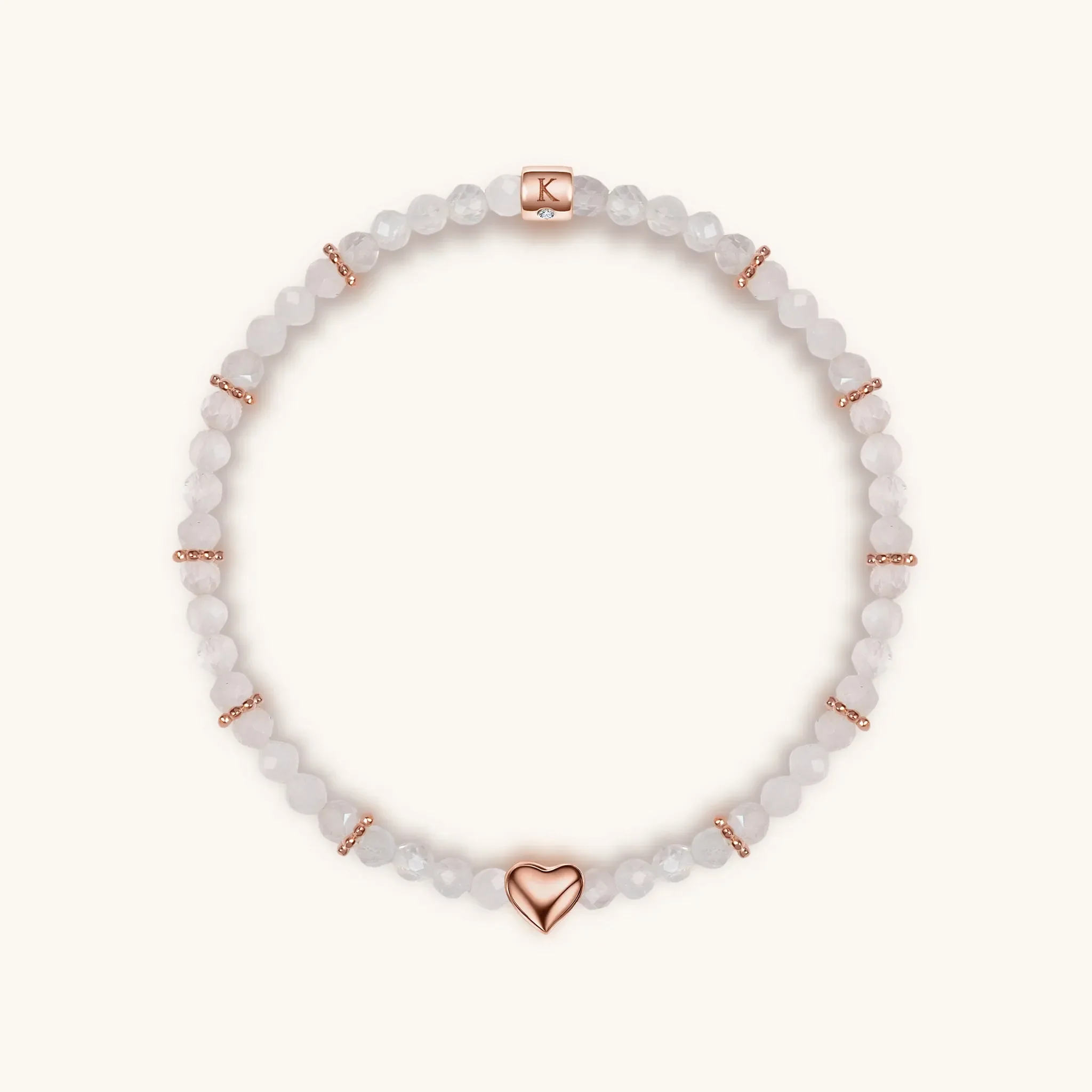 Love Generator - Triple Heart Moonstone Pink Opal Pearl Bracelet Stack - Image 4