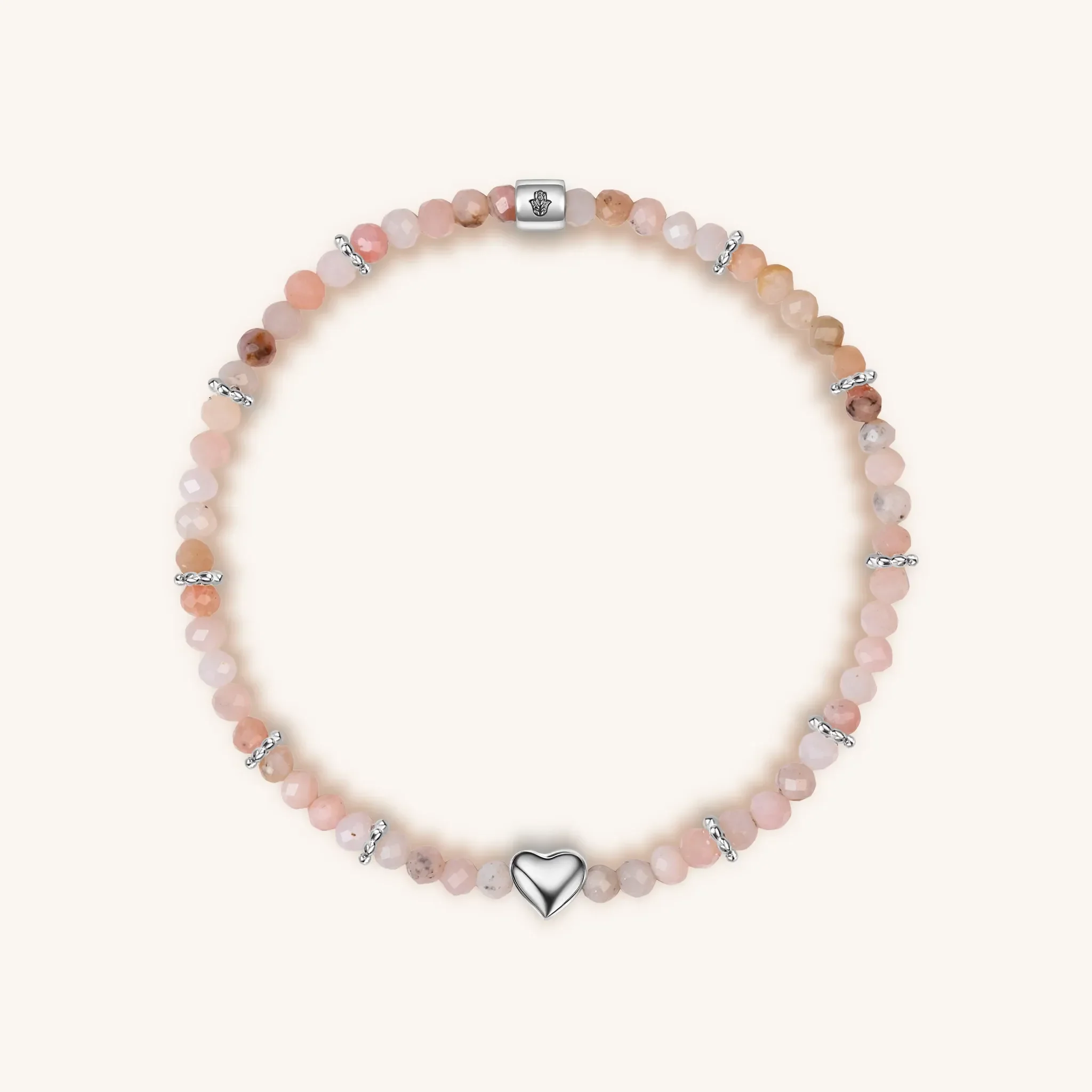 Love Generator - Triple Heart Moonstone Pink Opal Pearl Bracelet Stack - Image 5