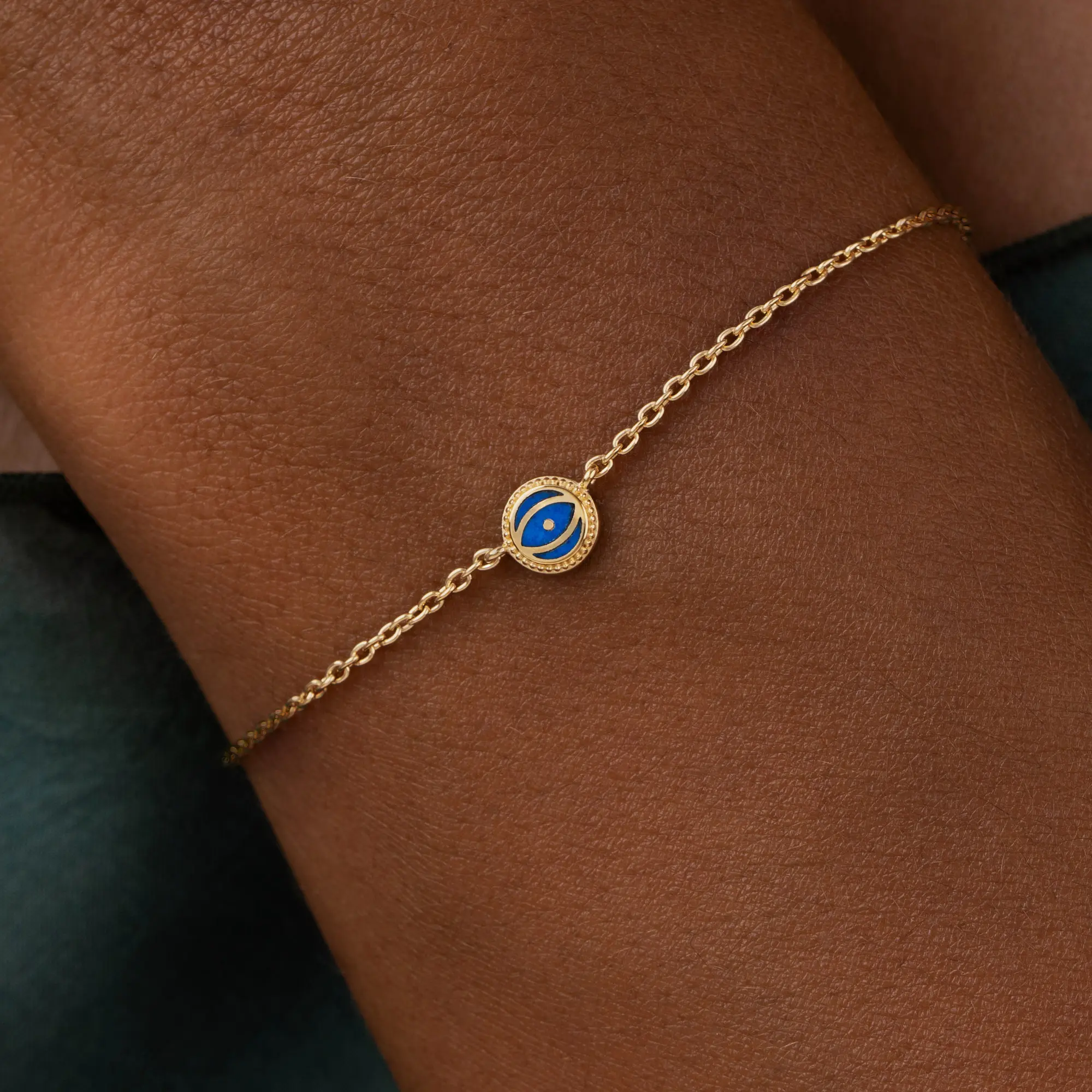 Truth Keeper - Lapis Lazuli September Birthstone Evil Eye Gold Bracelet - Image 2