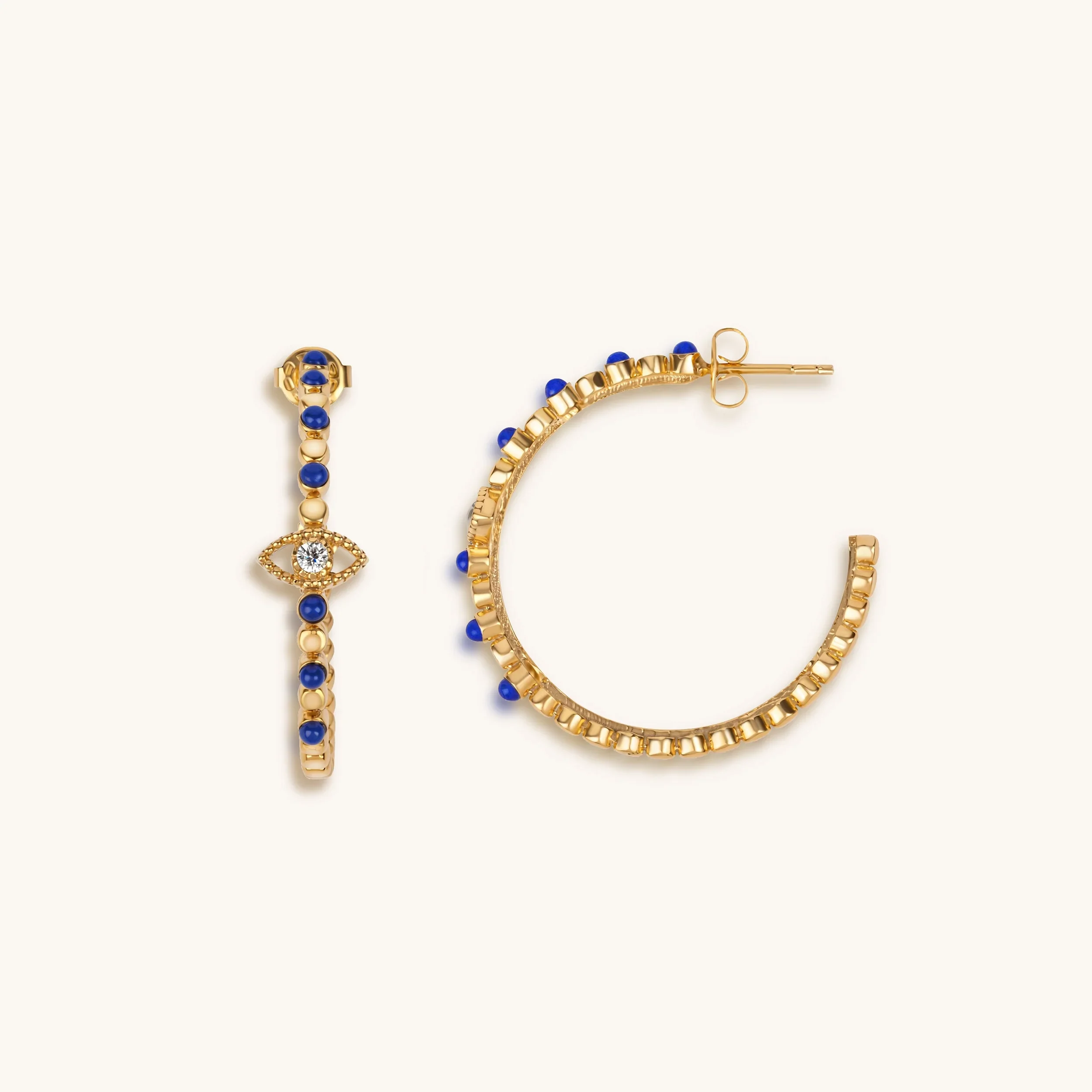 Truth Seeker - Evil Eye Lapis Hoop Earrings - Image 4