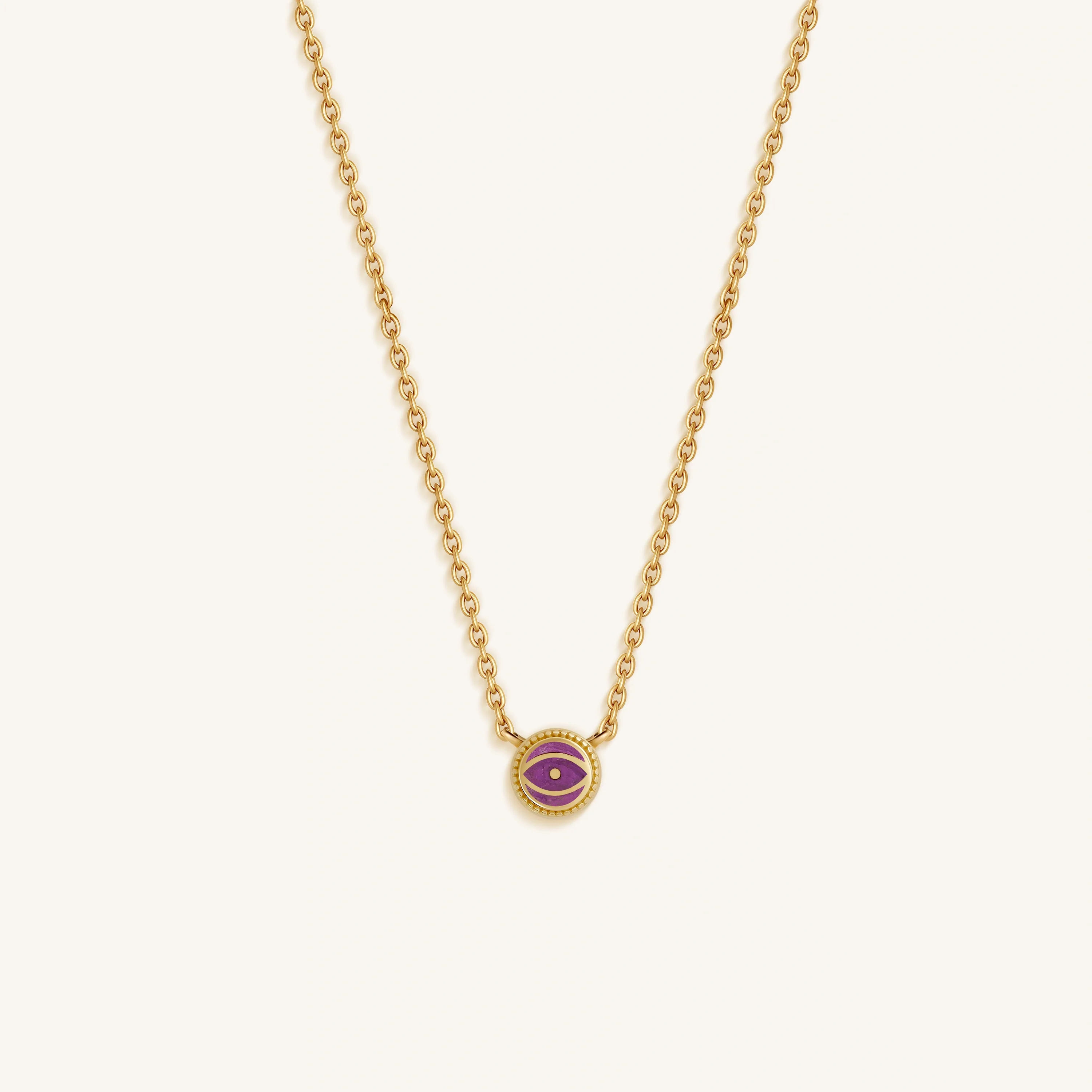 Twilight Guardian - Amethyst February Birthstone Evil Eye Gold Necklace
