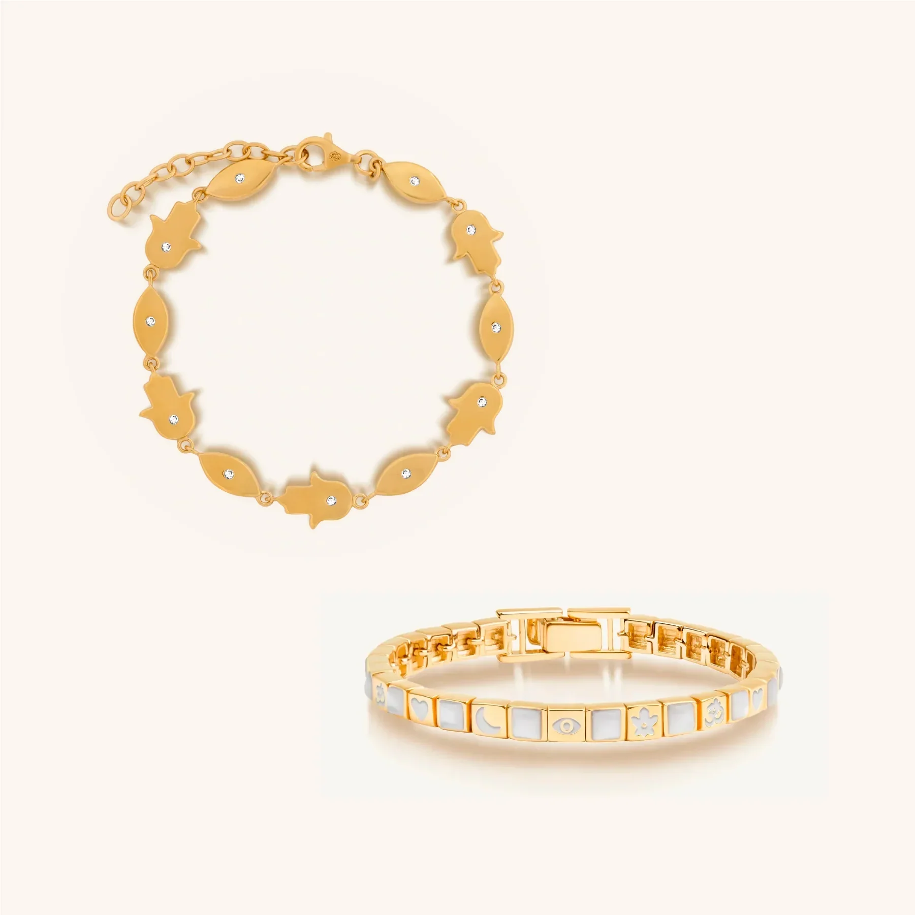Twin Flames Diamond Gold Bracelet Set