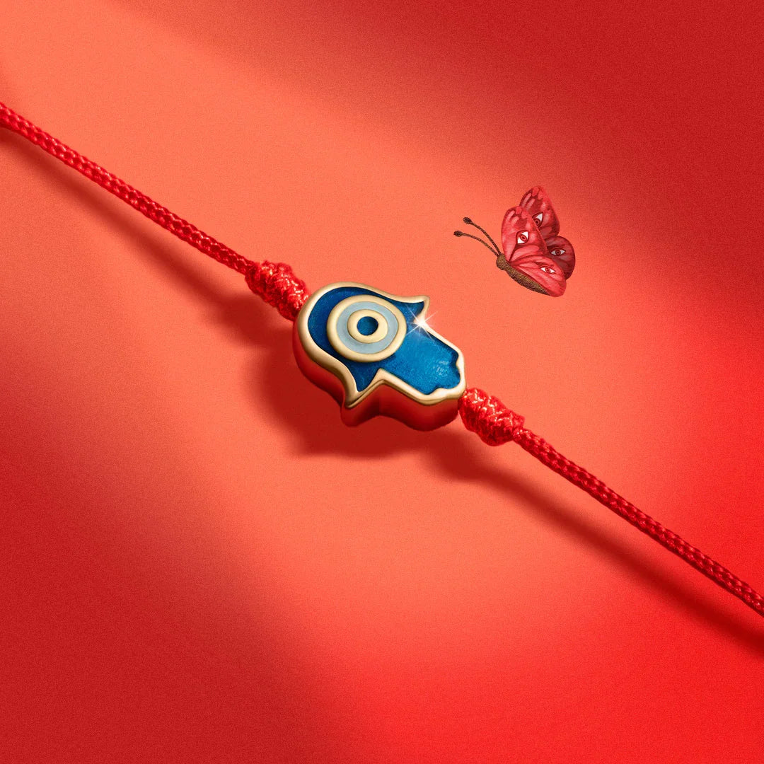 Ultimate Shield - Navy Enamel Hamsa Red String Bracelet - Image 3