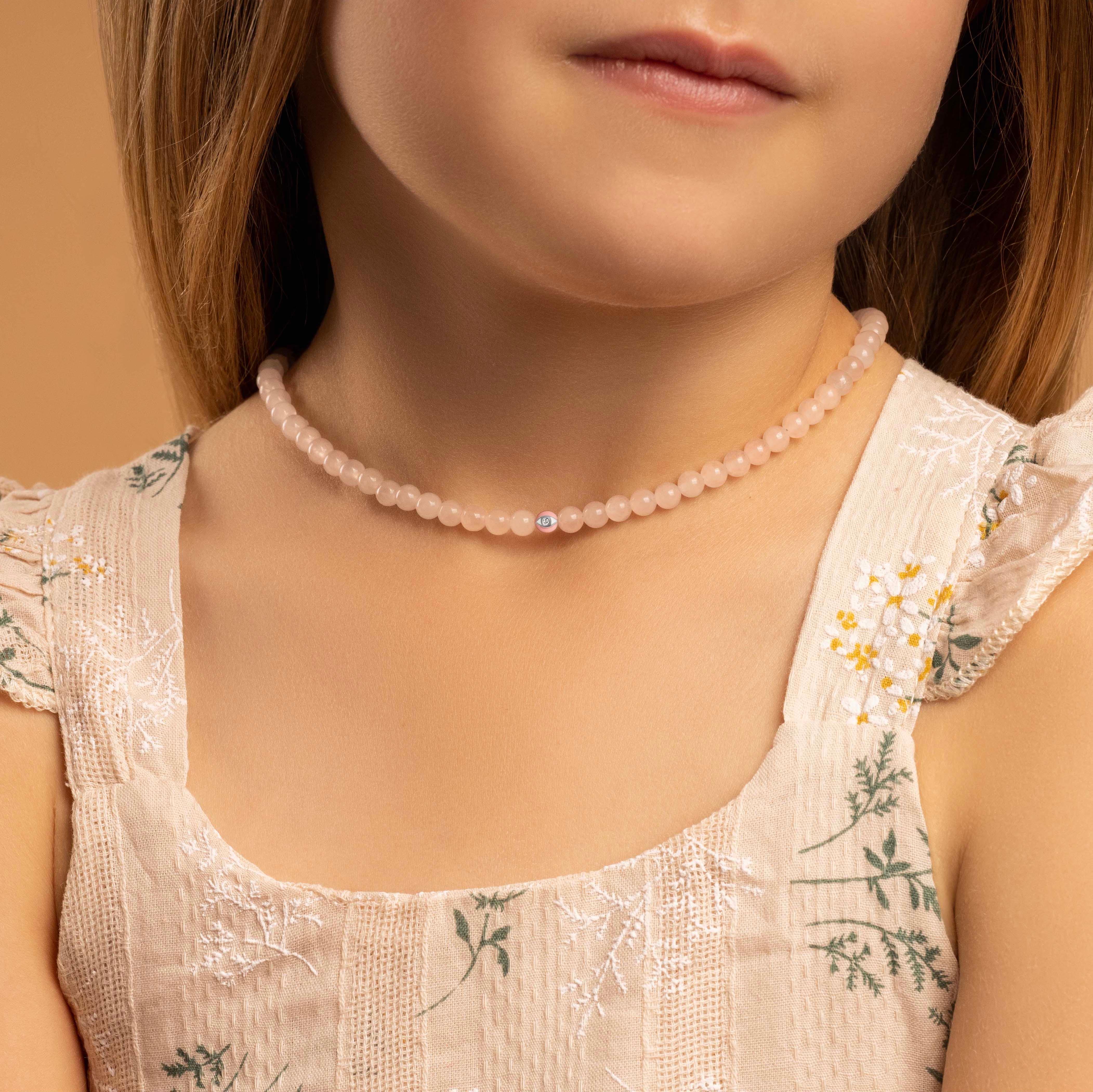 Unconditional Love - Rose Quartz Evil Eye Necklace - Image 2