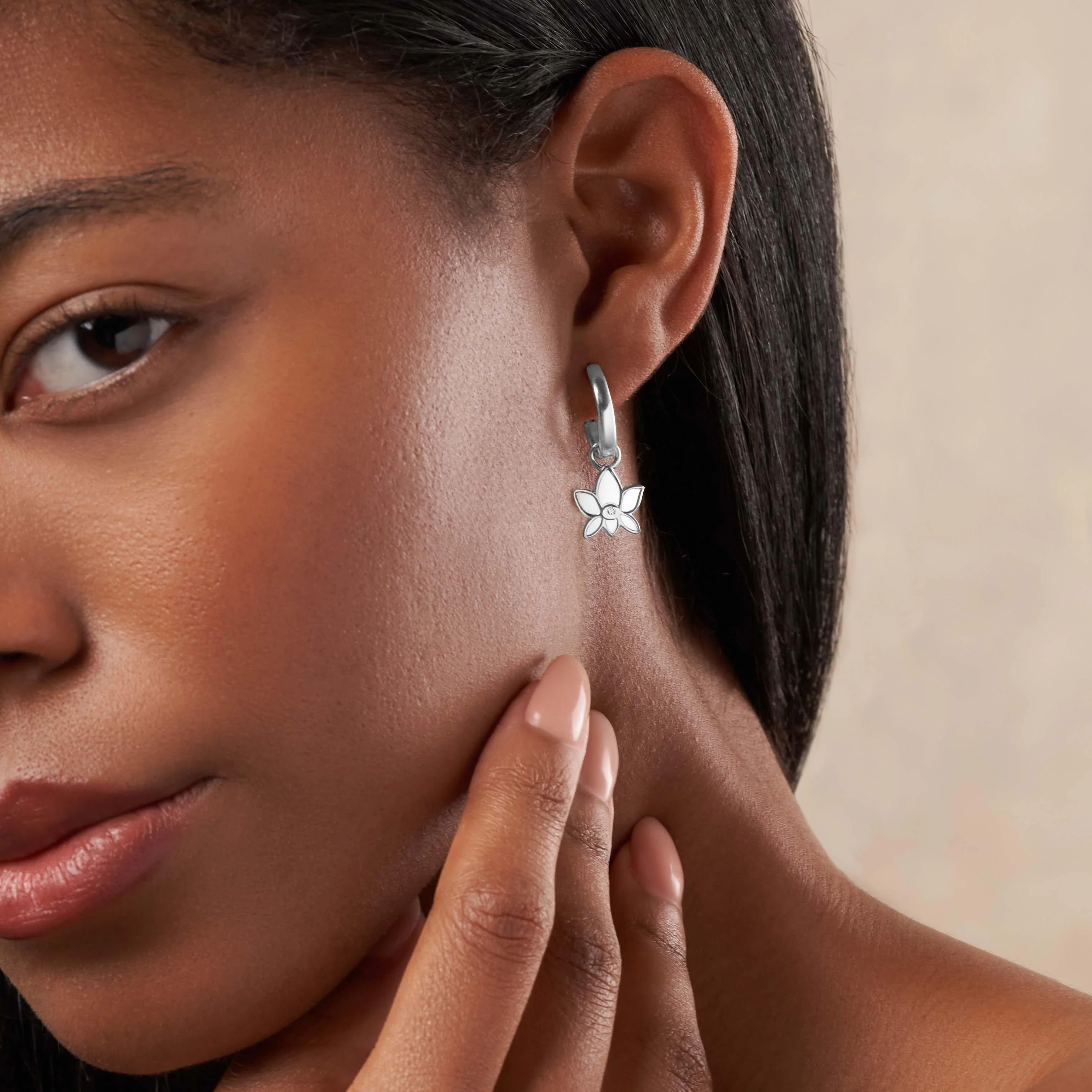 Unending Grace - Silver Lotus Earring Charm - Image 2