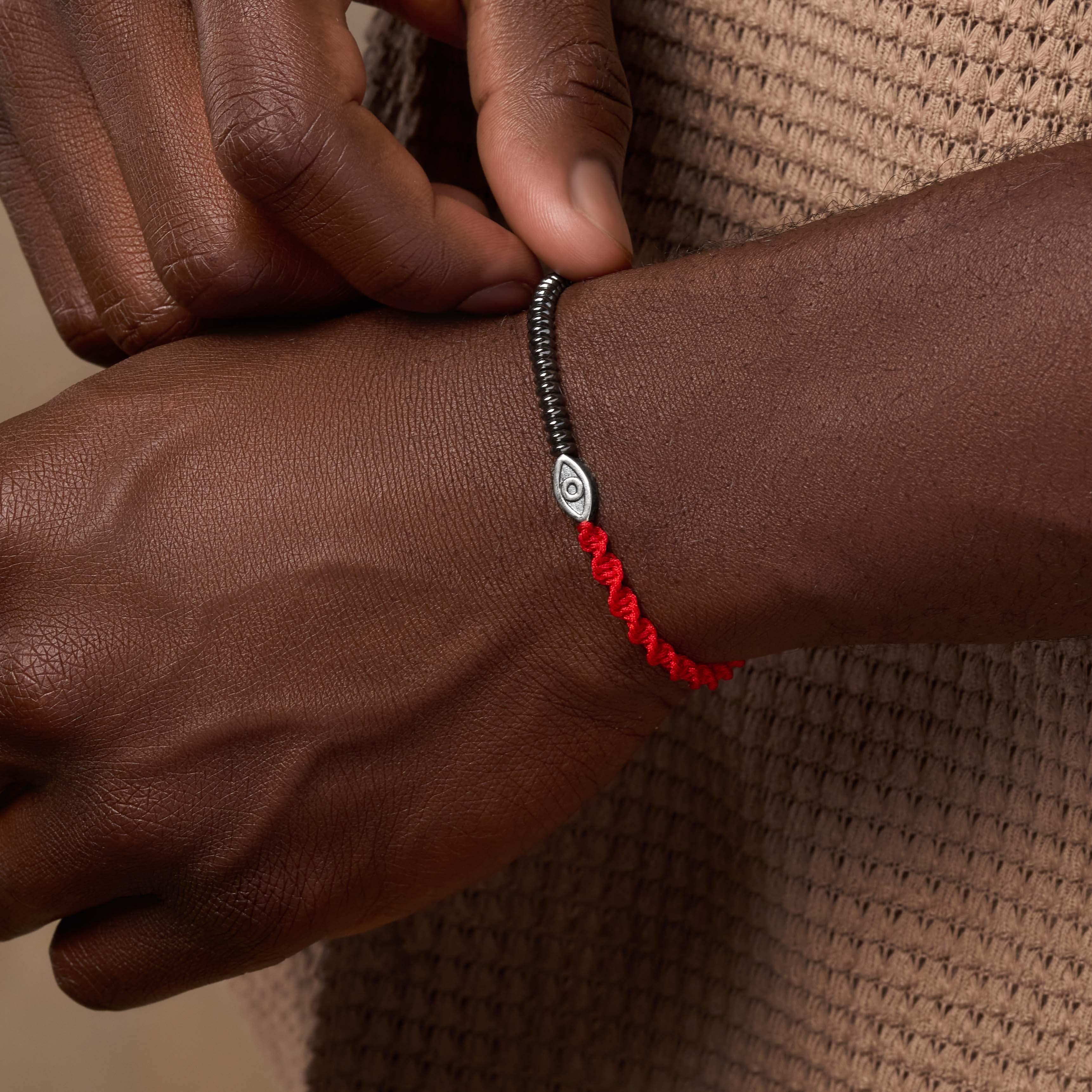 Universal Equilibrium Hematite Evil Eye Red String Bracelet - Image 2