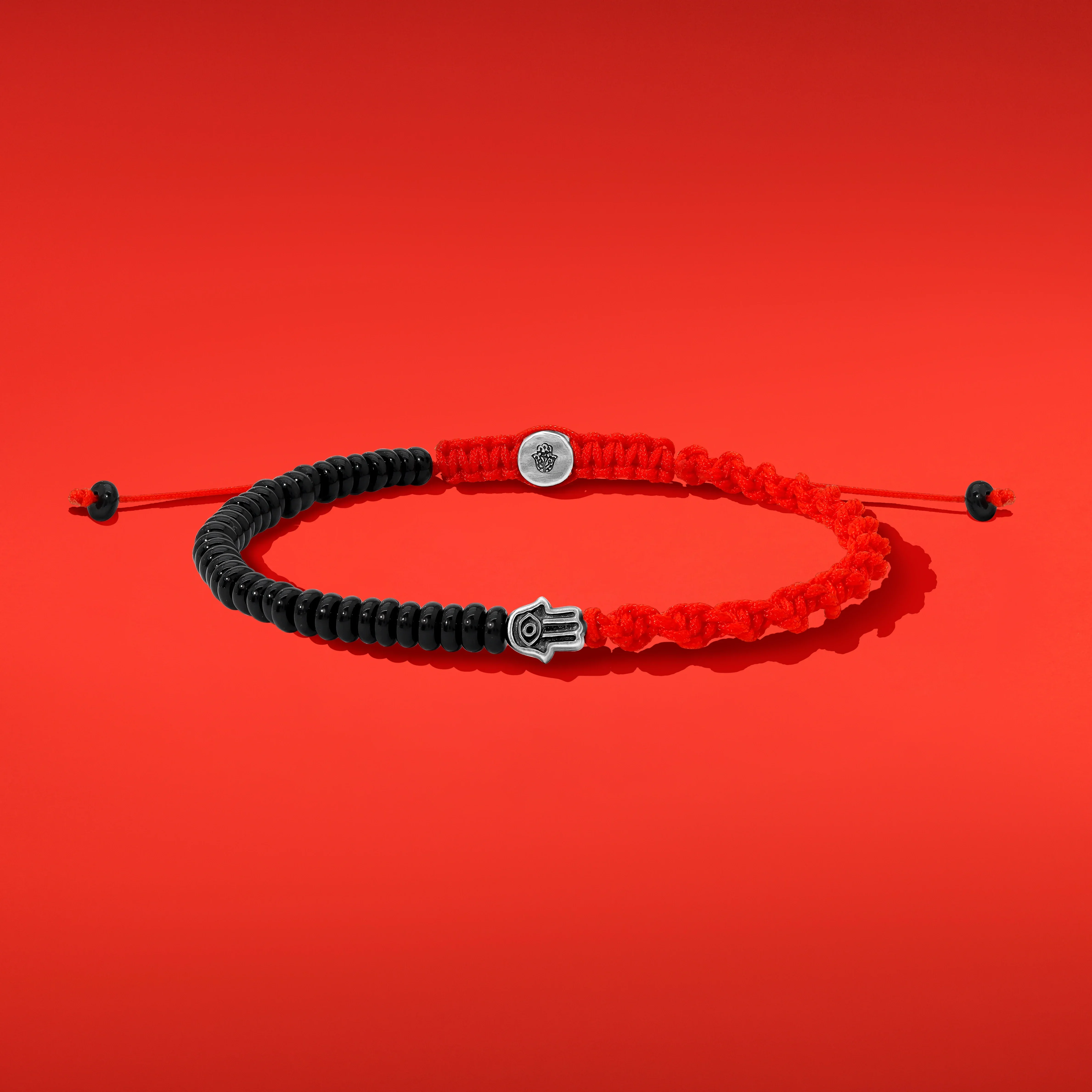 Unshakable Spirit Onyx Hamsa Red String Bracelet