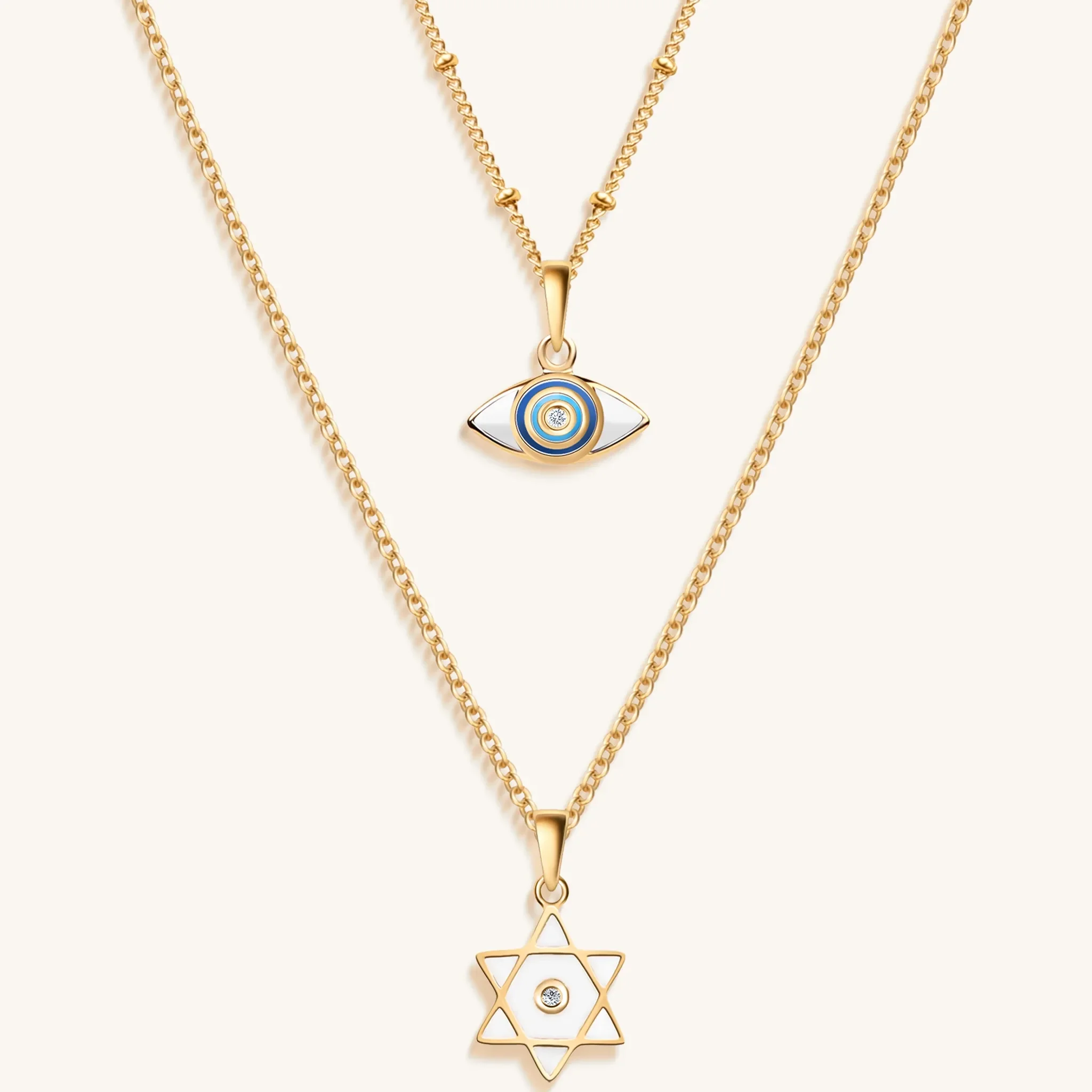 Unwavering Faith - Gold Evil Eye Star of David Necklace - Image 3