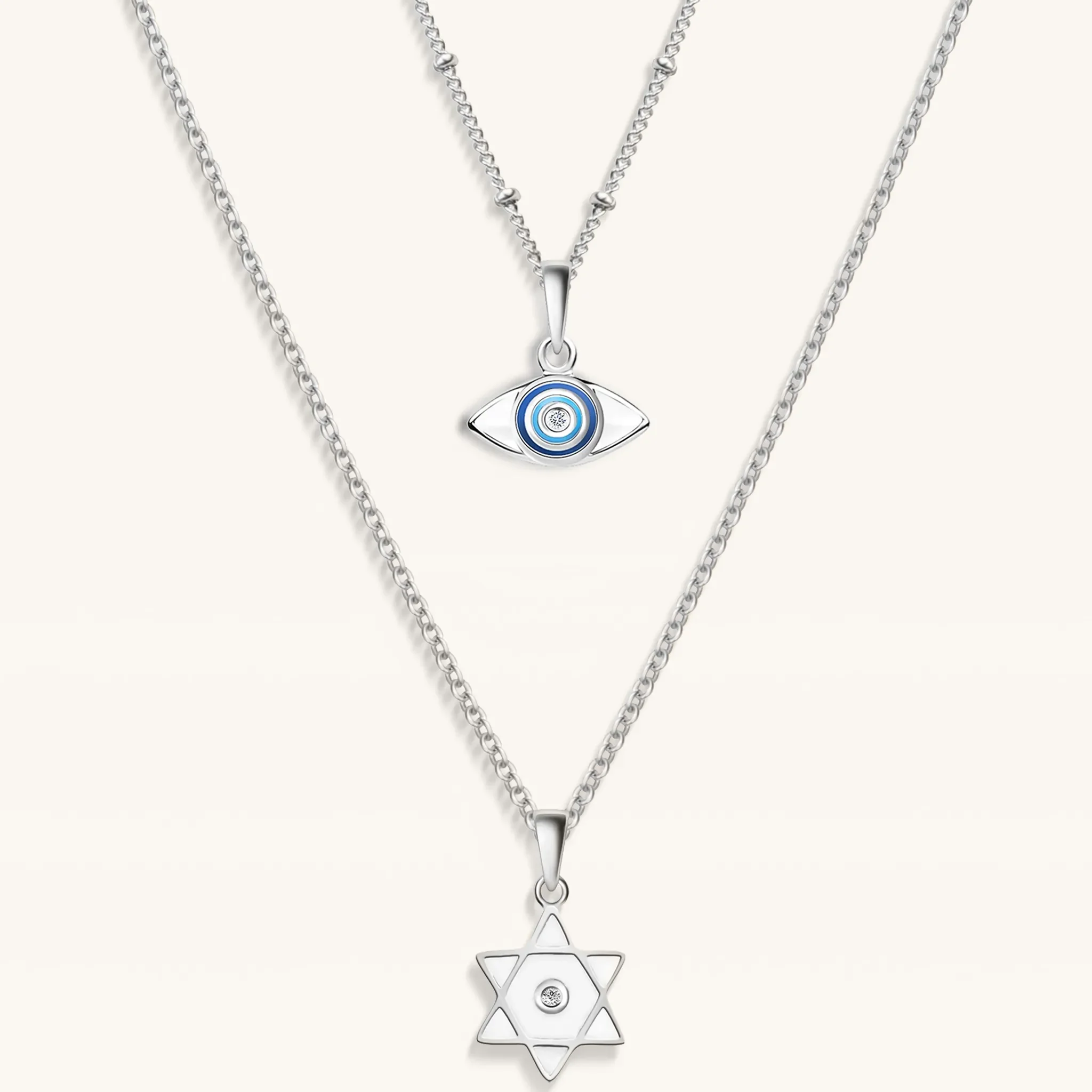 Unwavering Faith - Silver Evil Eye Star of David Necklace - Image 3