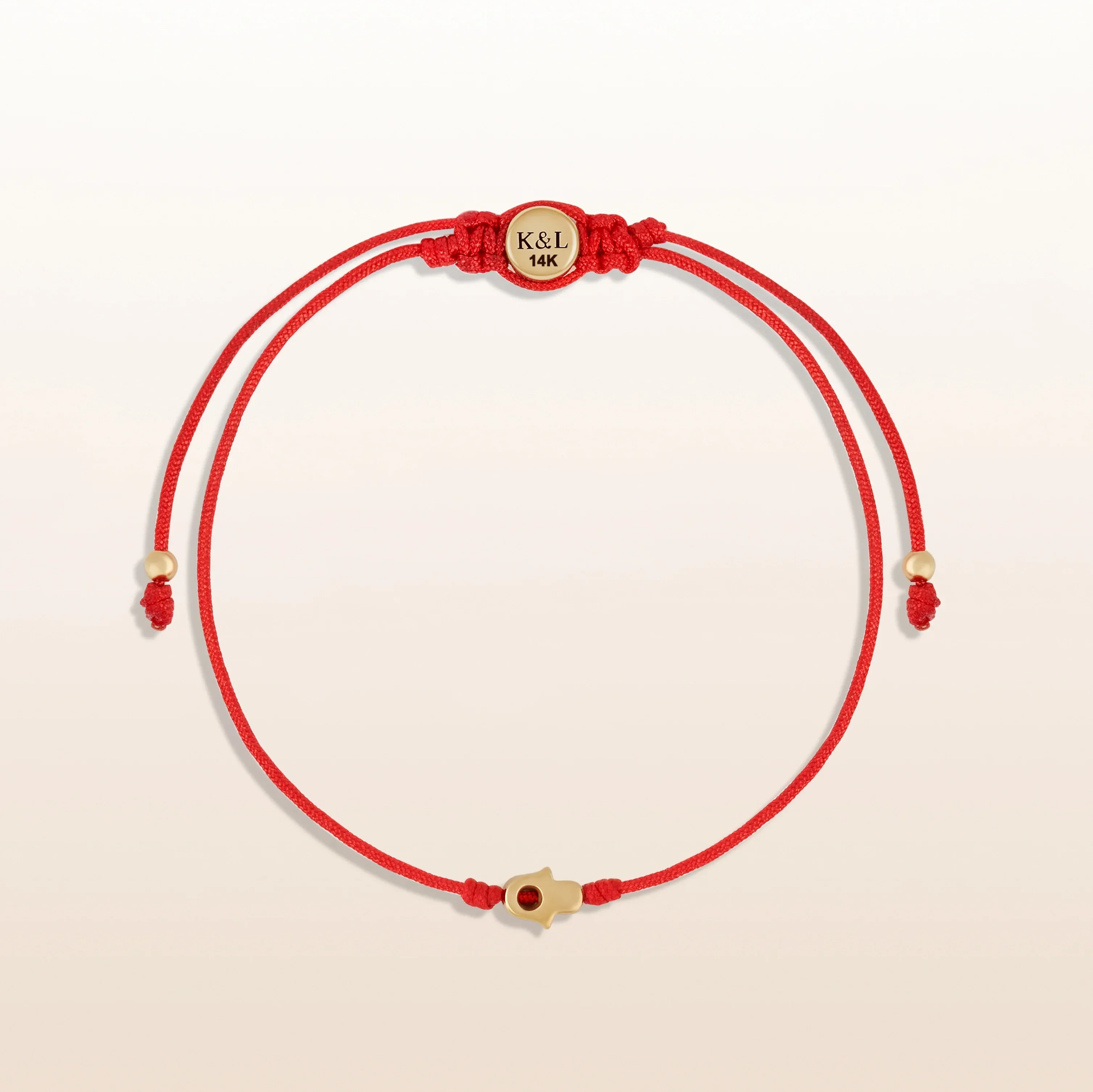 Uplifted Perspective 14K Gold Hamsa Hand Red String Bracelet - Image 3
