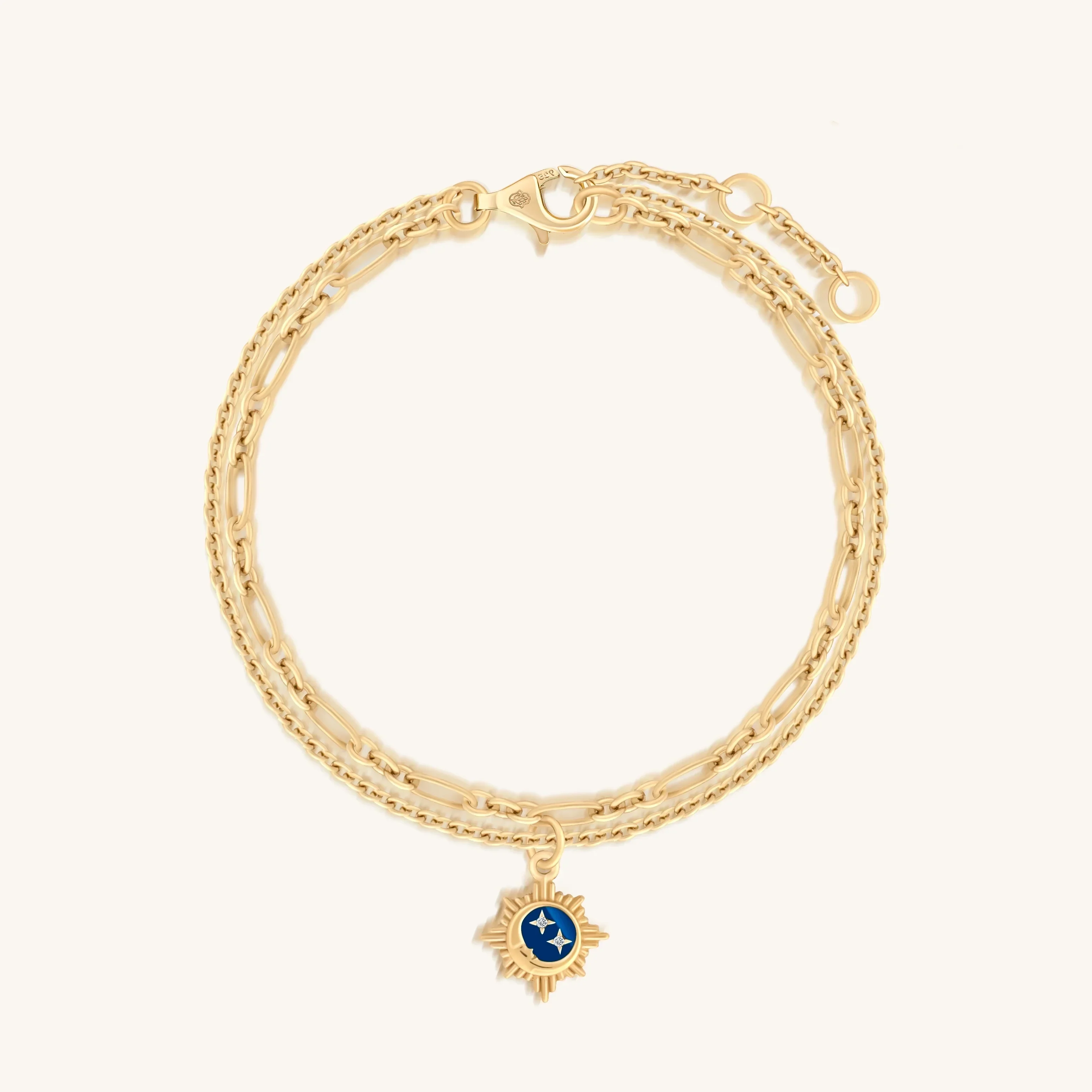 Uplifting Reflection Gold Moon & Stars Gold Bracelet