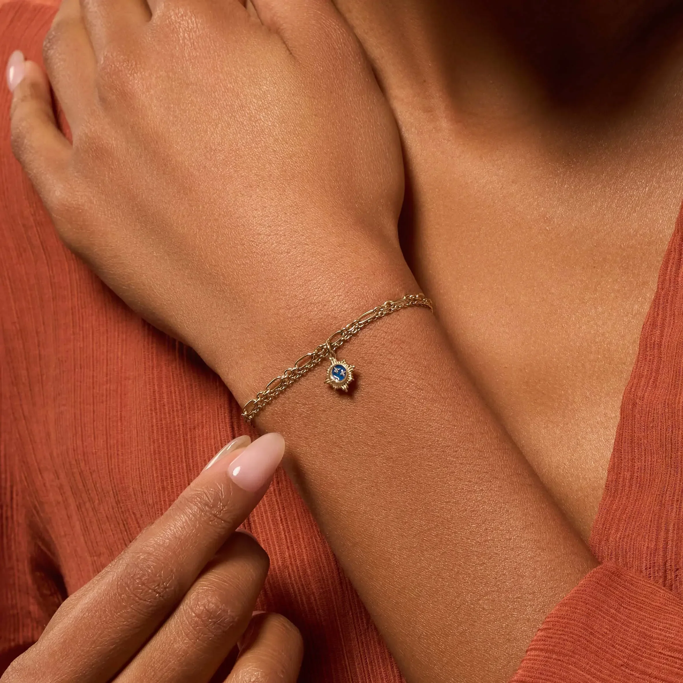 Uplifting Reflection Gold Moon & Stars Gold Bracelet - Image 2
