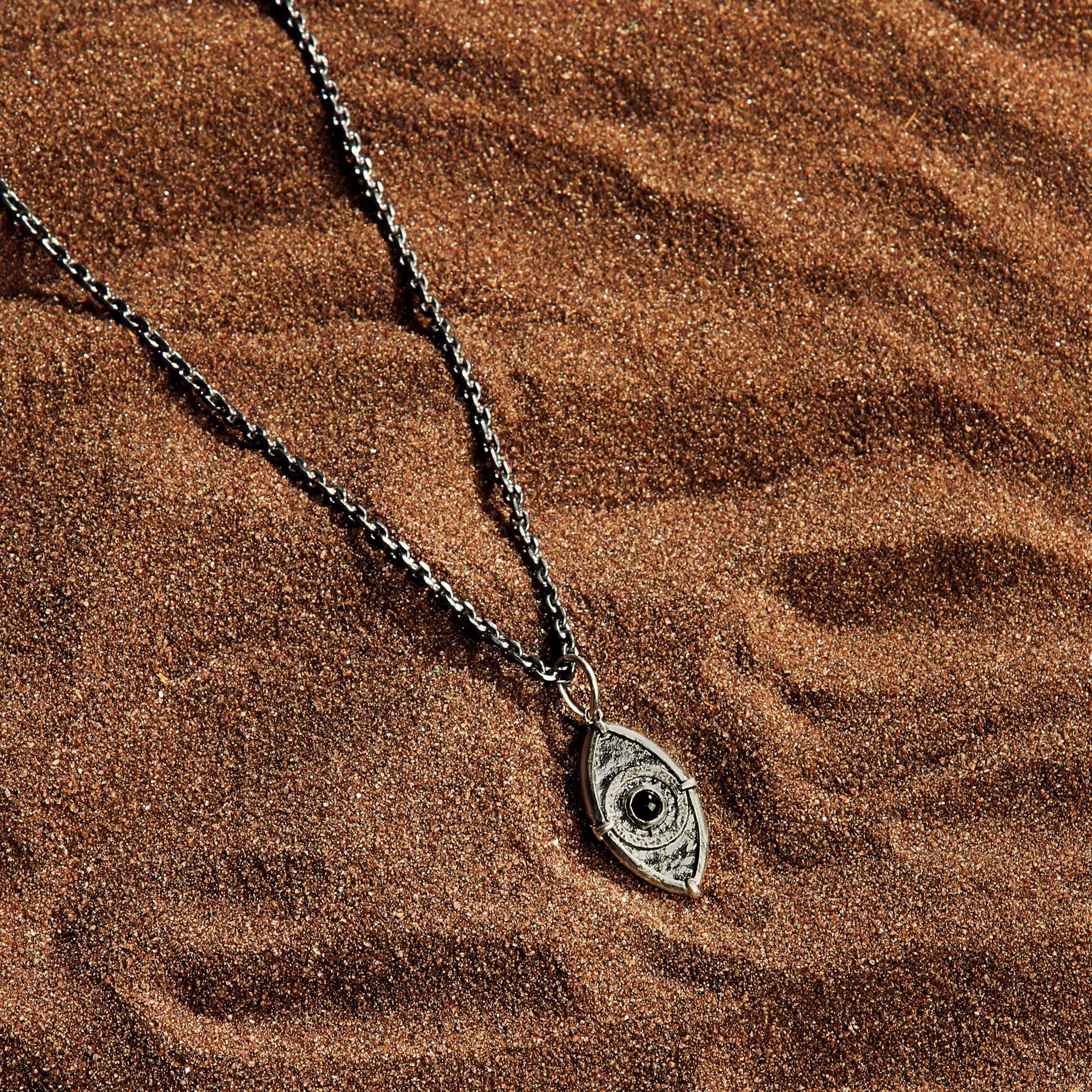 Utmost Safety - Evil Eye Black Onyx Silver Necklace