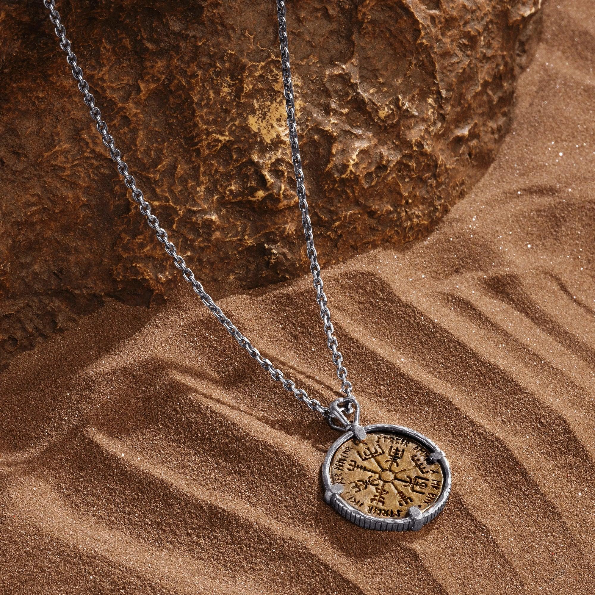 Valiant Voyager - Onyx Viking Coin Necklace