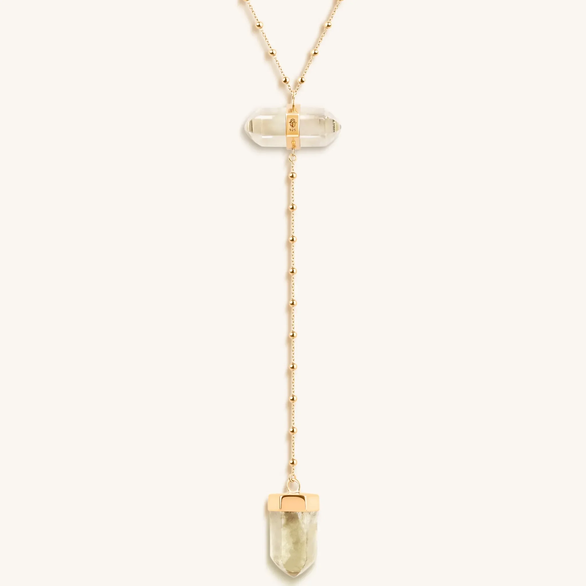 Vibrationally High - Gold Citrine Evil Eye Double Pointer Necklace - Image 4