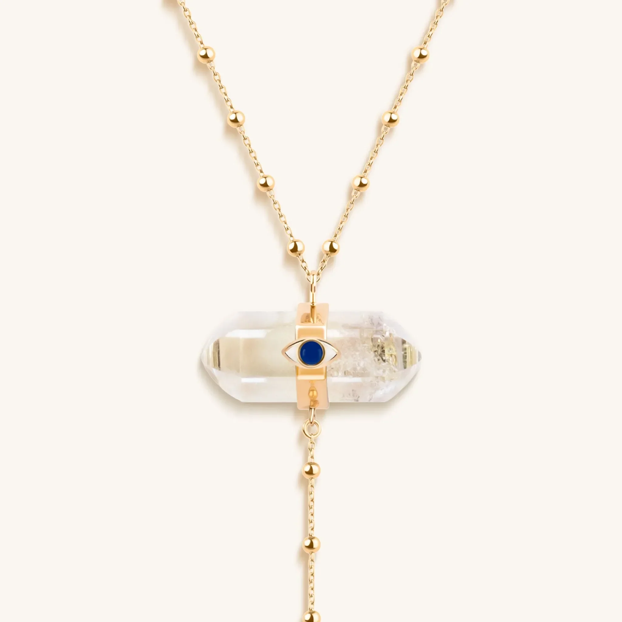 Vibrationally High - Gold Citrine Evil Eye Double Pointer Necklace - Image 5