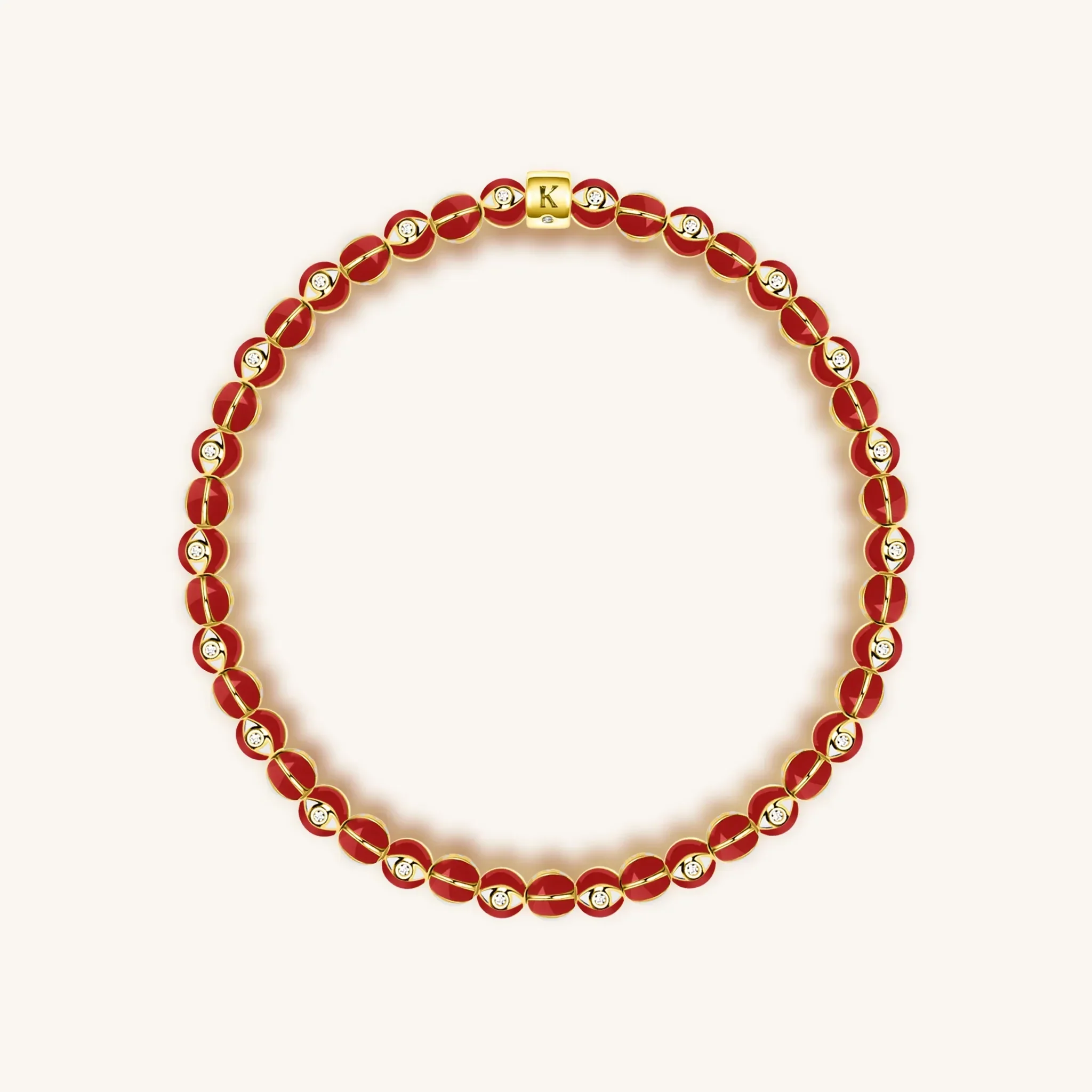 Vigorous Protection - Red Enamel Evil Eye Charm Bracelet