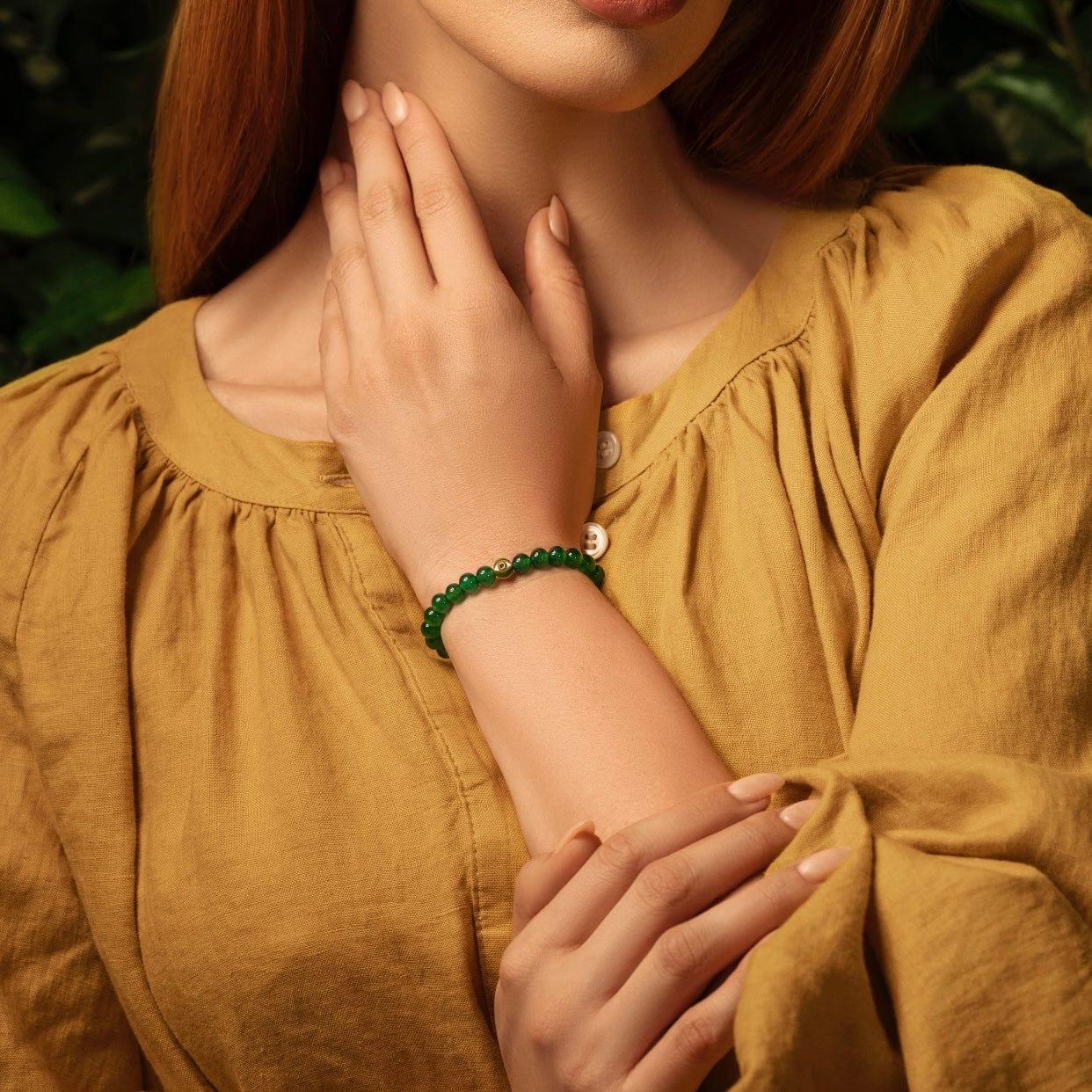 Vital Harmony - Emerald Agate May Birthstone Evil Eye Bracelet - Image 2