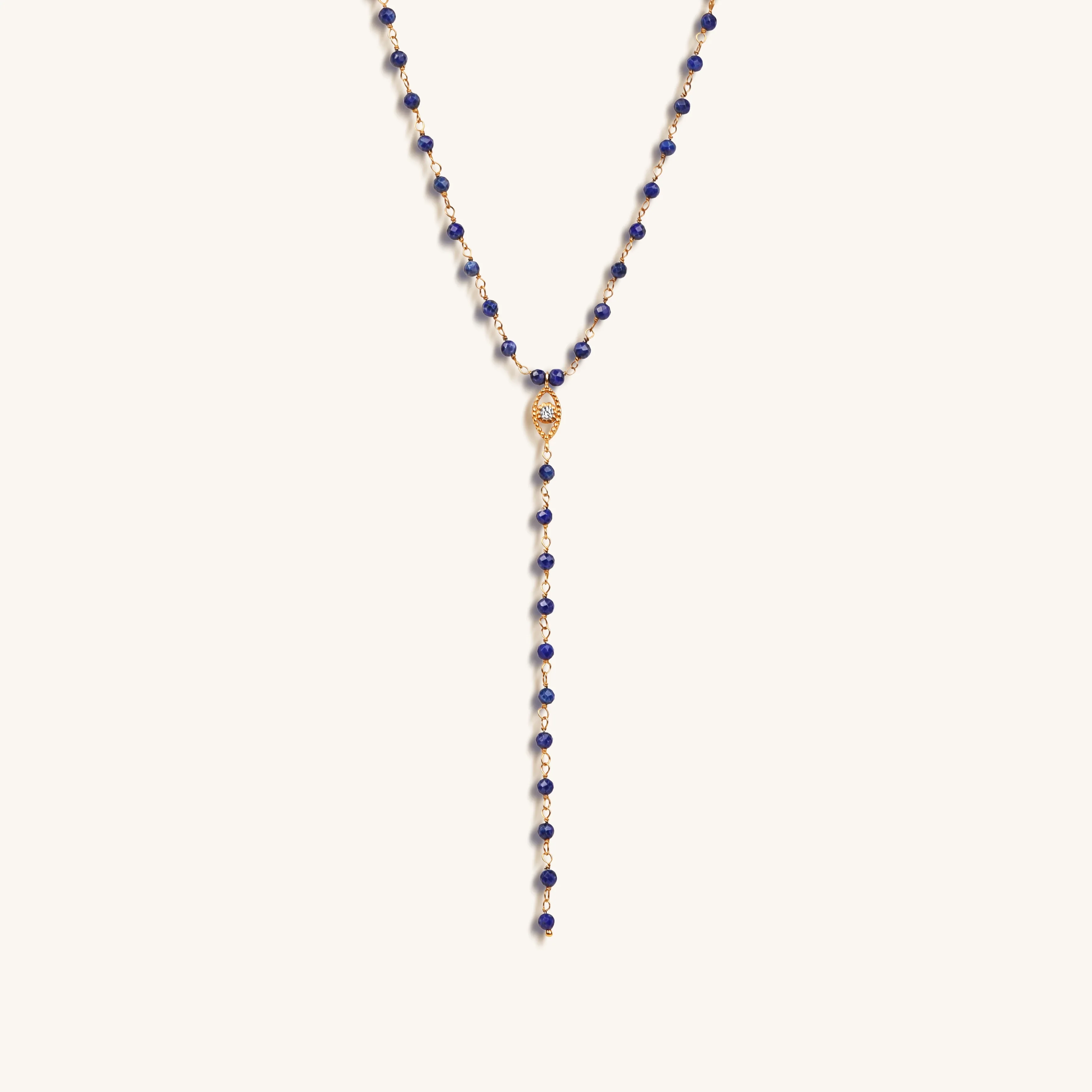 Whisper of Truth - Evil Eye Lapis Lazuli Rosary Necklace - Image 4