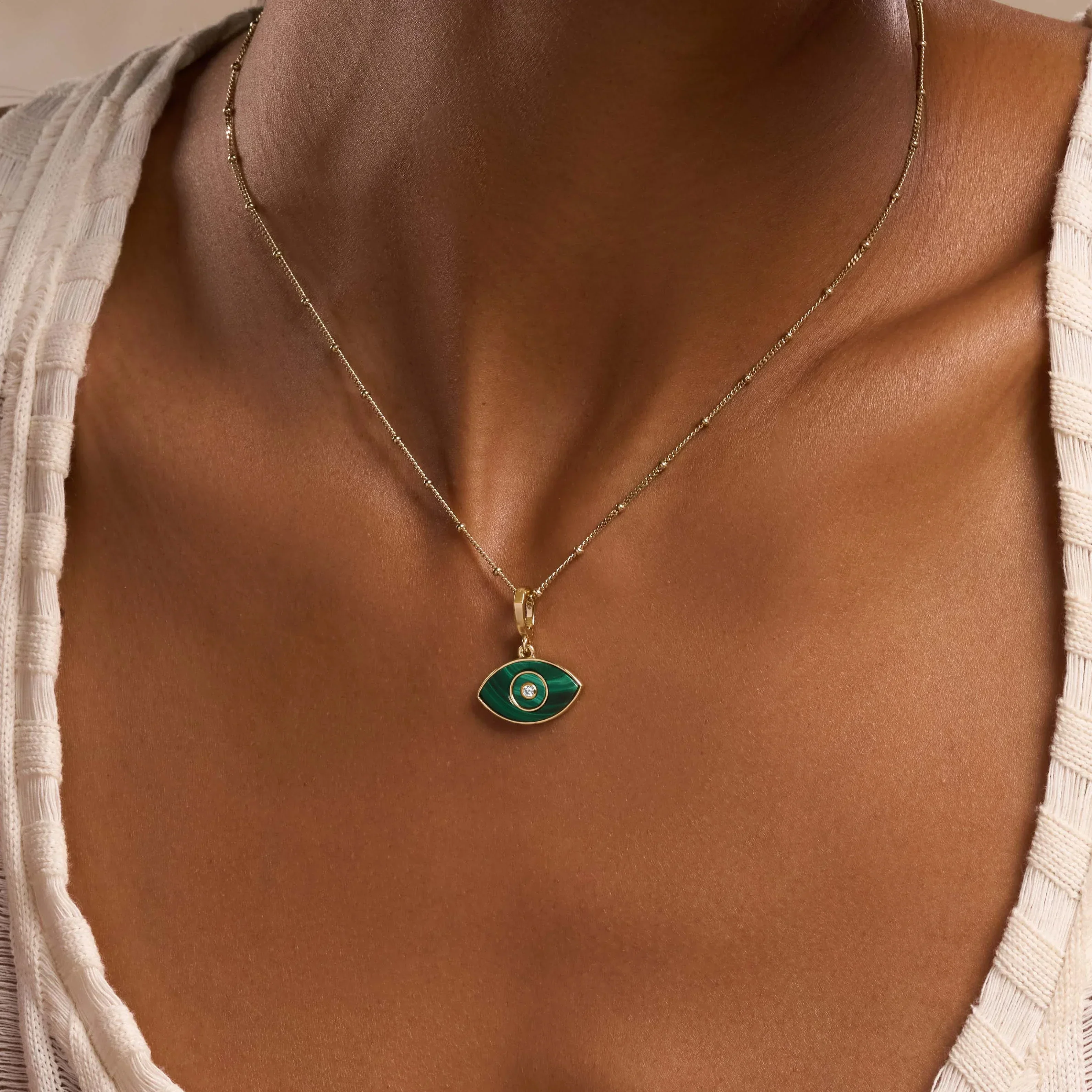 Zen Mindstate Malachite Evil Eye Engravable Charm - Image 2